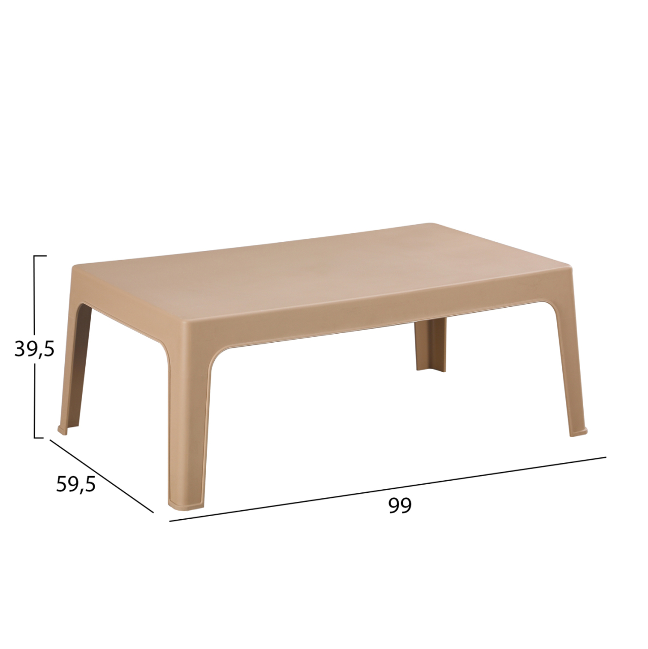 RECTANGULAR COFFEE TABLE SLEEK HM6367.03 POLYPROPYLENE IN CAPPUCCINO 105x64x40Hcm. [2]