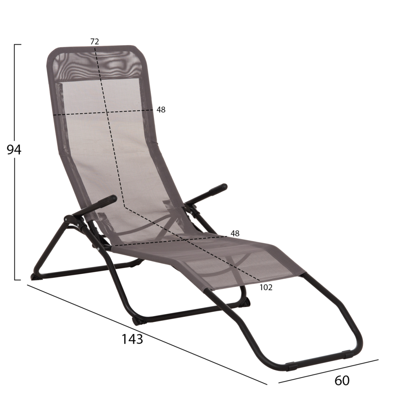 RELAX LOUNGER SWINGSAND HM6553.01 GREY TEXTILENE--BLACK METAL 143x60x94Hcm. [2]