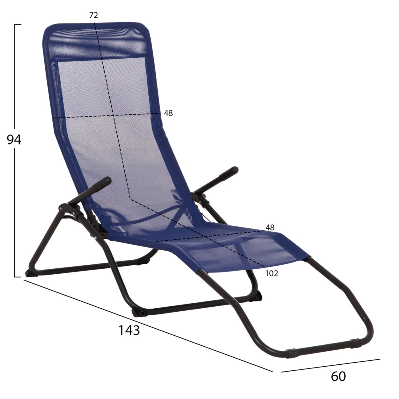 RELAX LOUNGER SWINGSAND HM6553.05 BLUE TEXTILENE--BLACK METAL 143x60x94Hcm. [2]