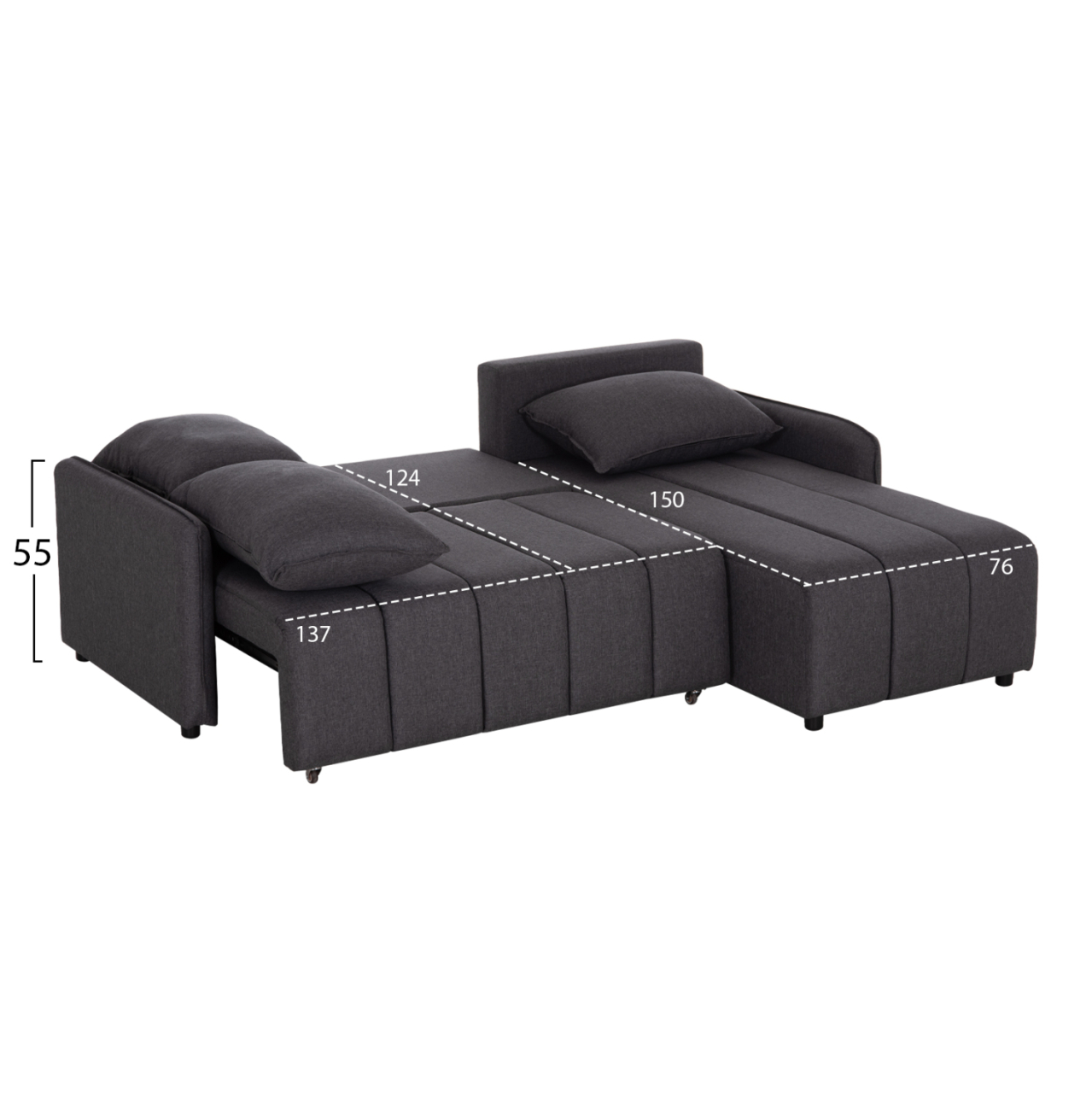 REVERSIBLE CORNER SOFA-BED FREDI HM3312.01 GREY FABRIC 220x167x85Hcm. [3]