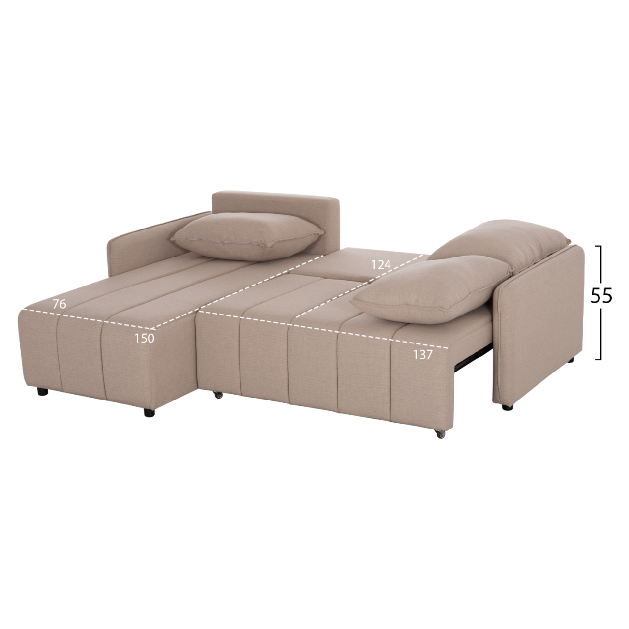 REVERSIBLE CORNER SOFA-BED FREDI HM3312.03 BEIGE FABRIC 220x167x85Hcm. [3]