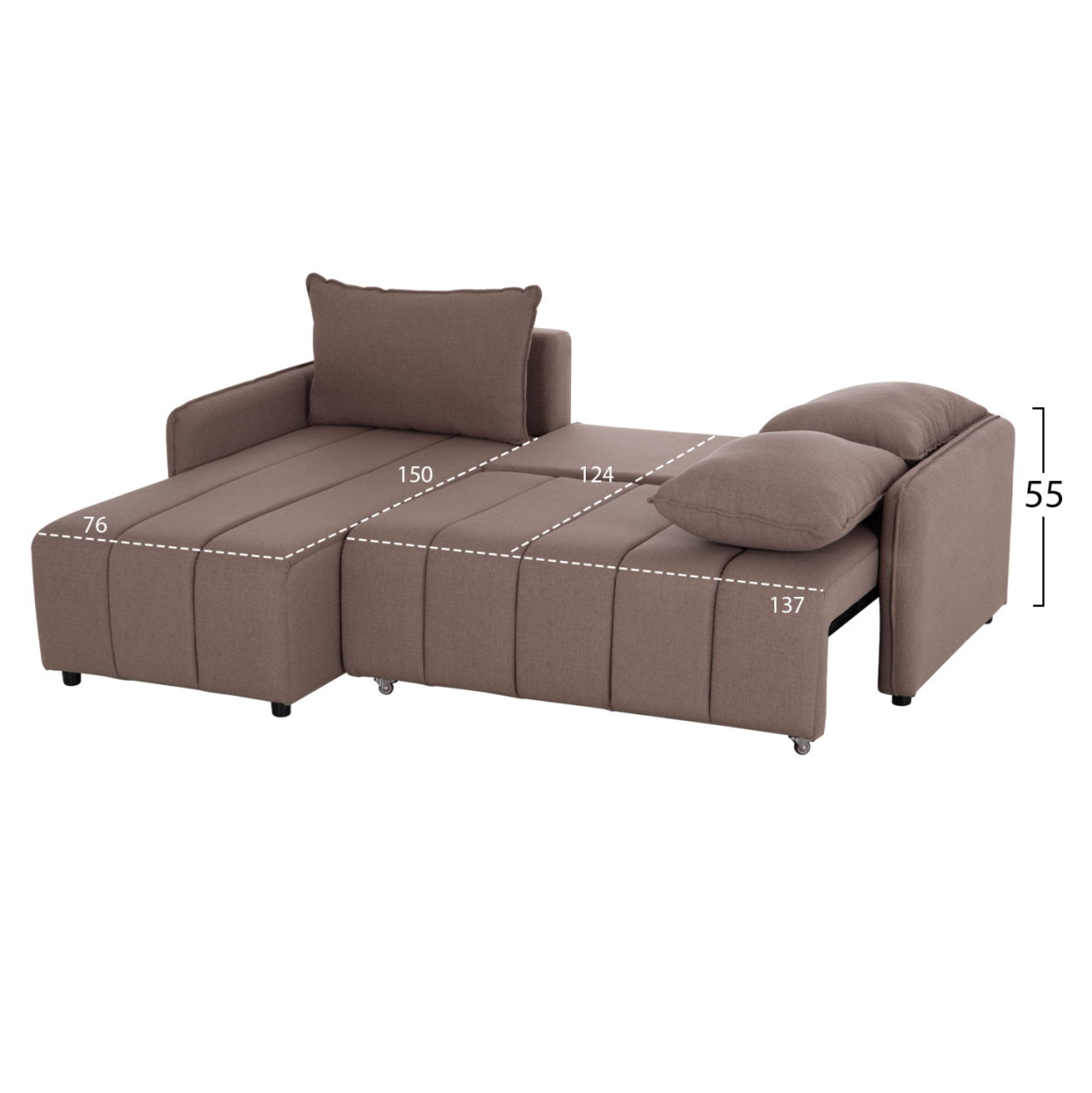REVERSIBLE CORNER SOFA-BED FREDI HM3312.04 BROWN FABRIC 220x167x85Hcm. [3]