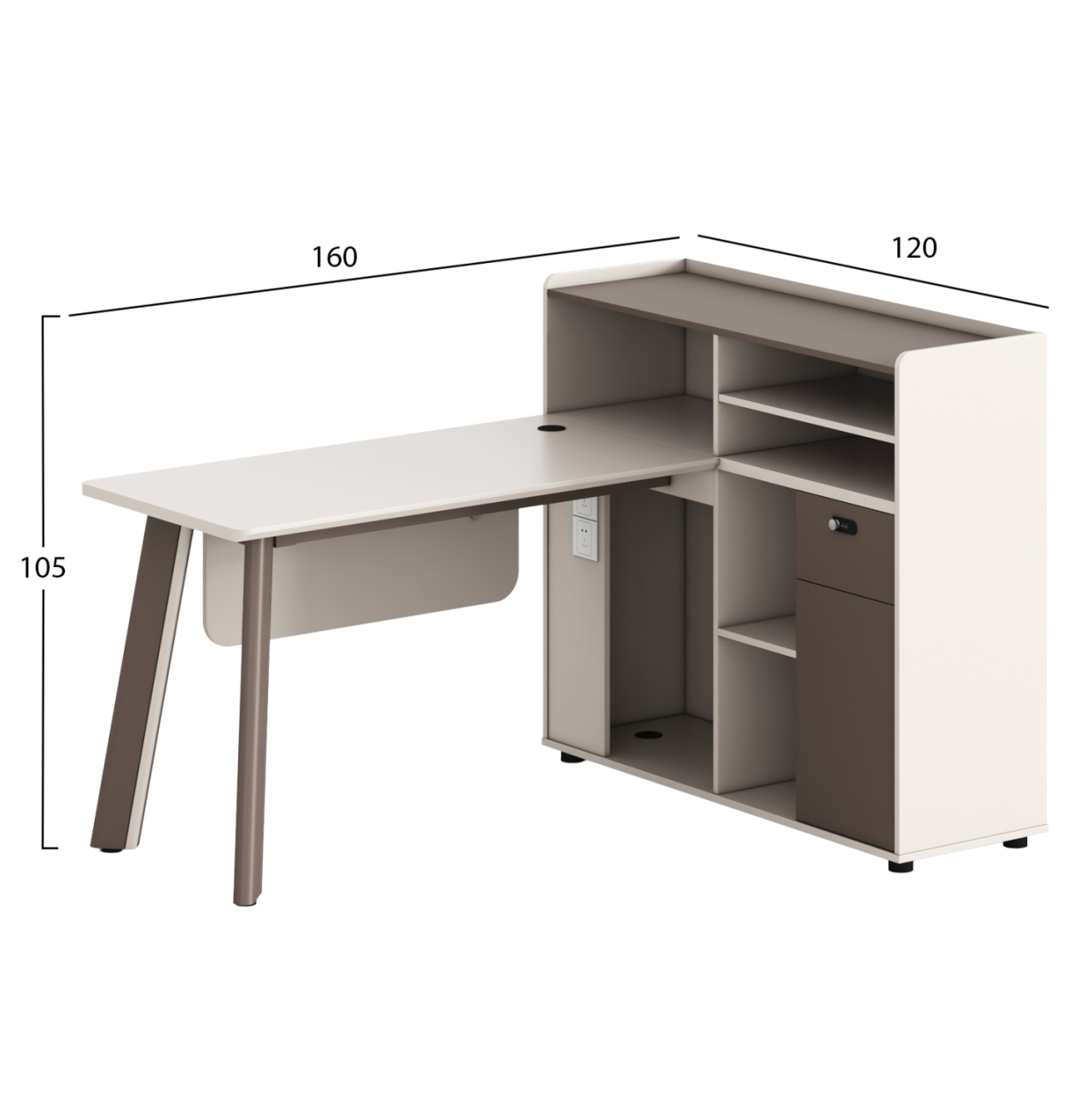 RIGHT CORNER OFFICE DESK NEWLINE HM18275R MELAMINE IN CREAM WHITE--ALUMINUM LEGS 160x120x105H [2]