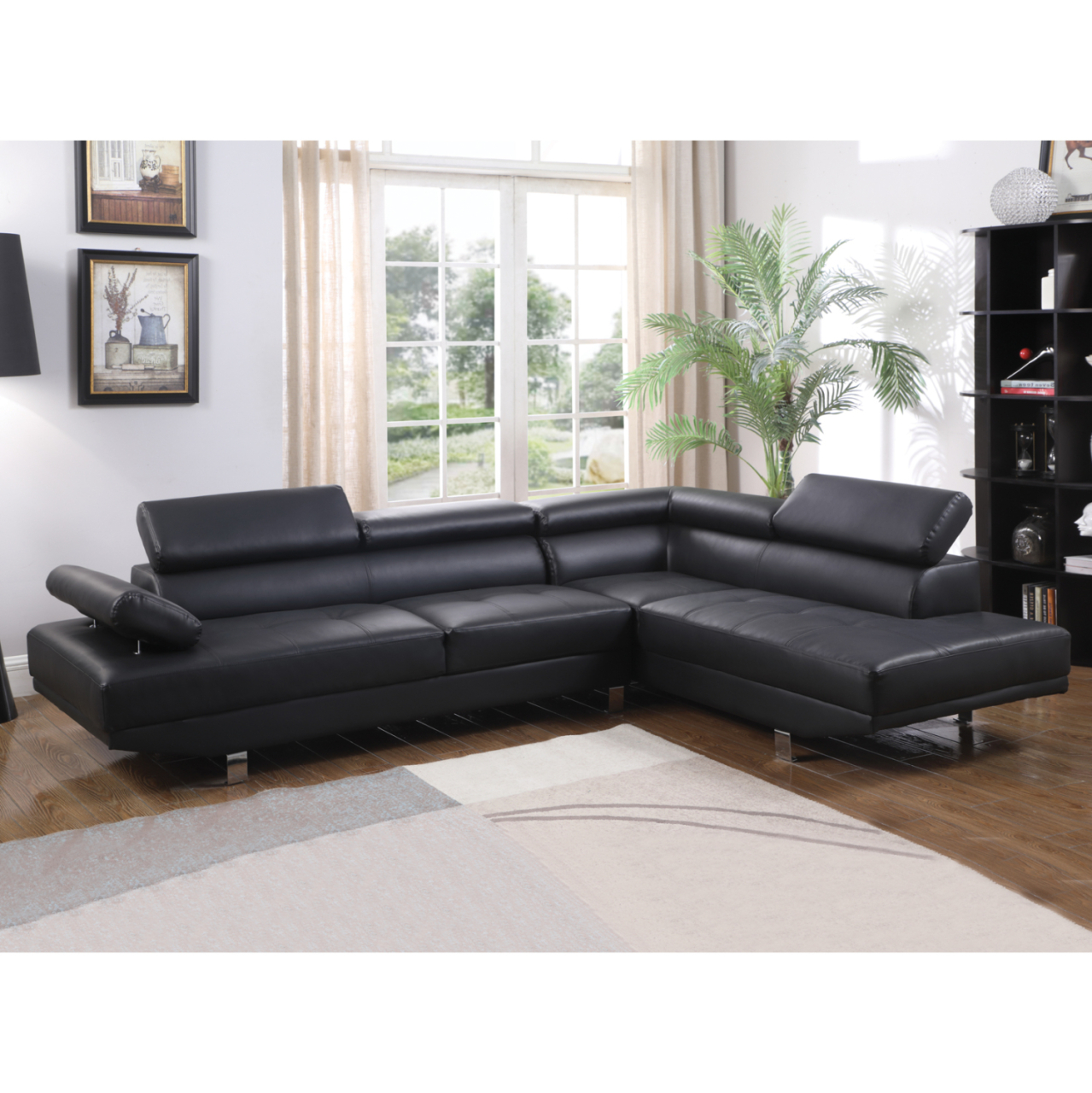 RIGHT CORNER SOFA GORO HM3085.10L BLACK PU 270x200x87H cm [2]