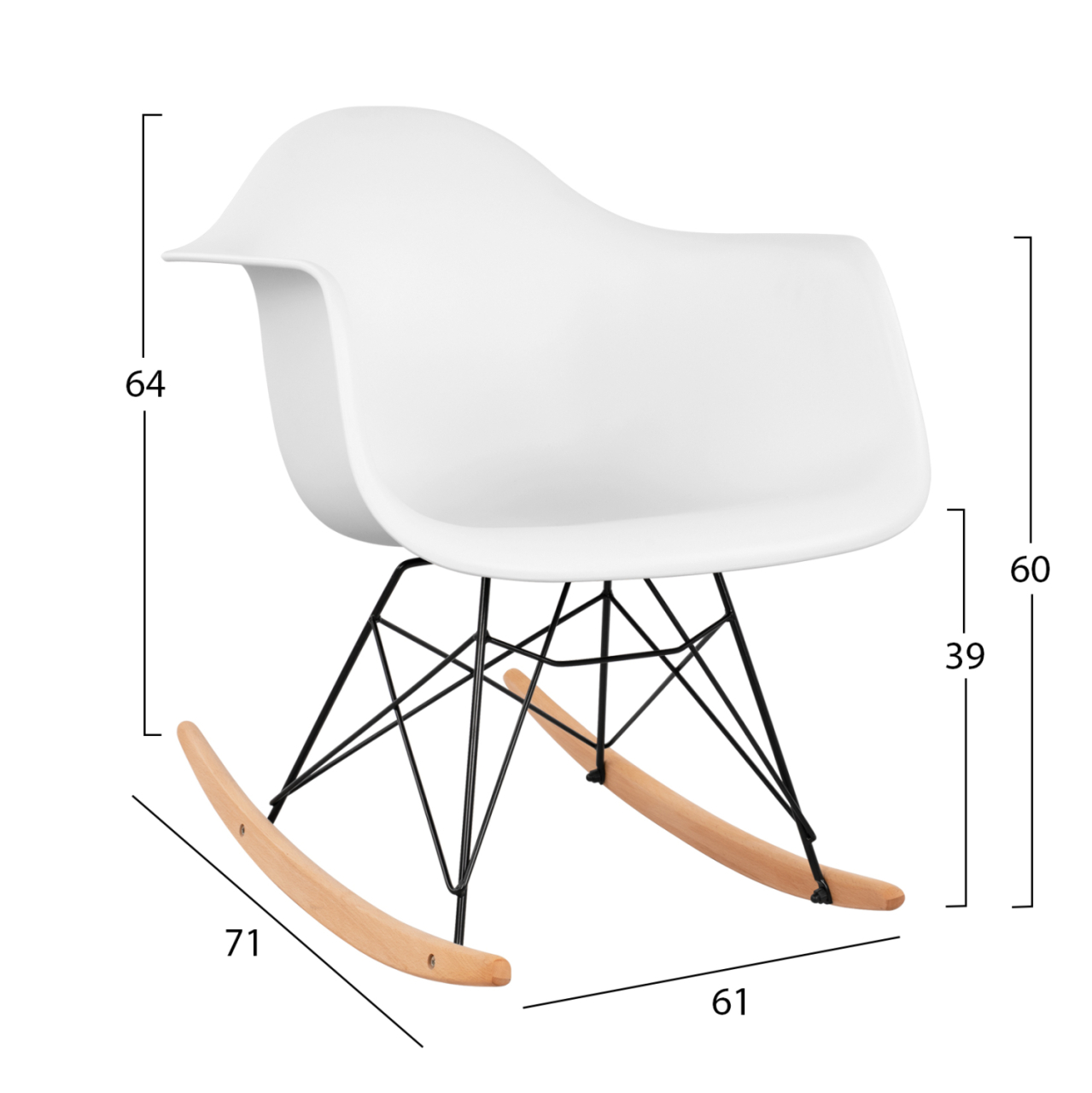 Rocking Armchair, white seat-Black frame HM0035.11 61x71x64 cm [2]