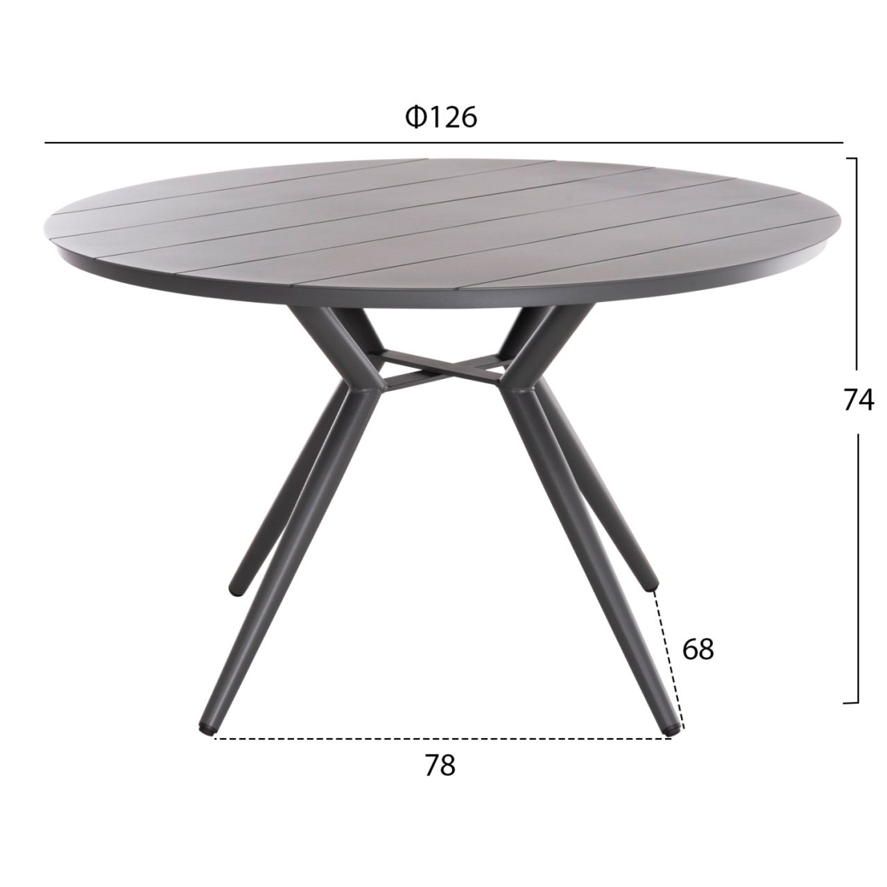 ROUND ALUMINUM TABLE HIGER HM6290.01 GREY Φ126x74Hcm. [2]