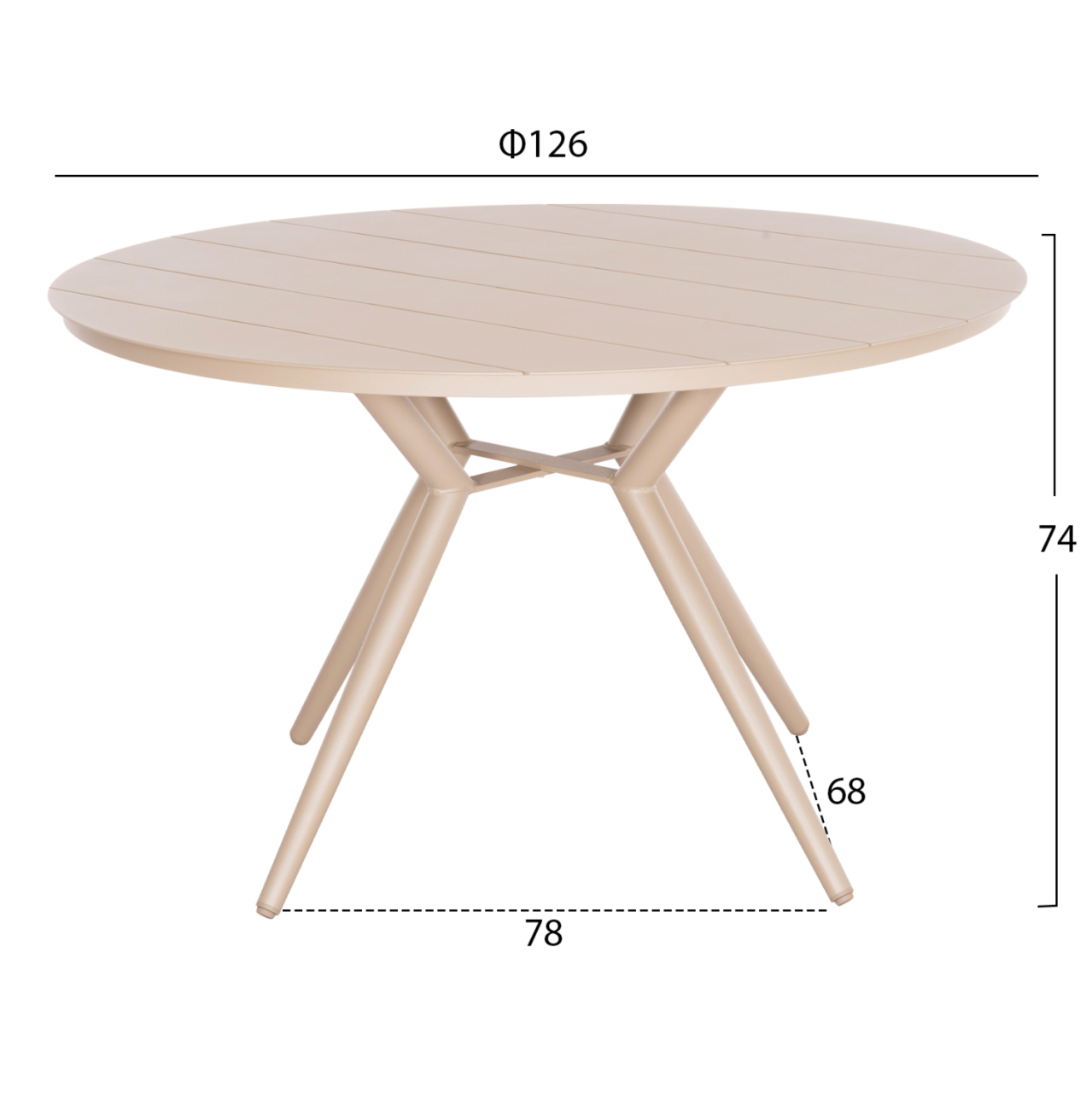 ROUND ALUMINUM TABLE HIGER HM6290.04 CAPPUCCINO Φ126x74Hcm. [2]