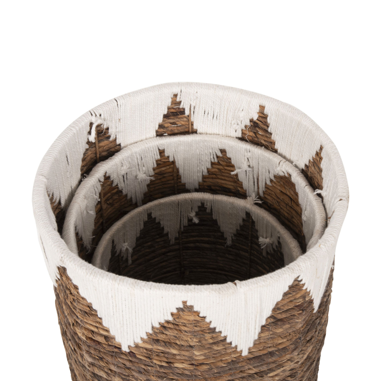 ROUND BASKETS WITHOUT LID 3PCS HM4307 RUSH IN NATURAL-WHITE Φ42x56Hcm. [6]