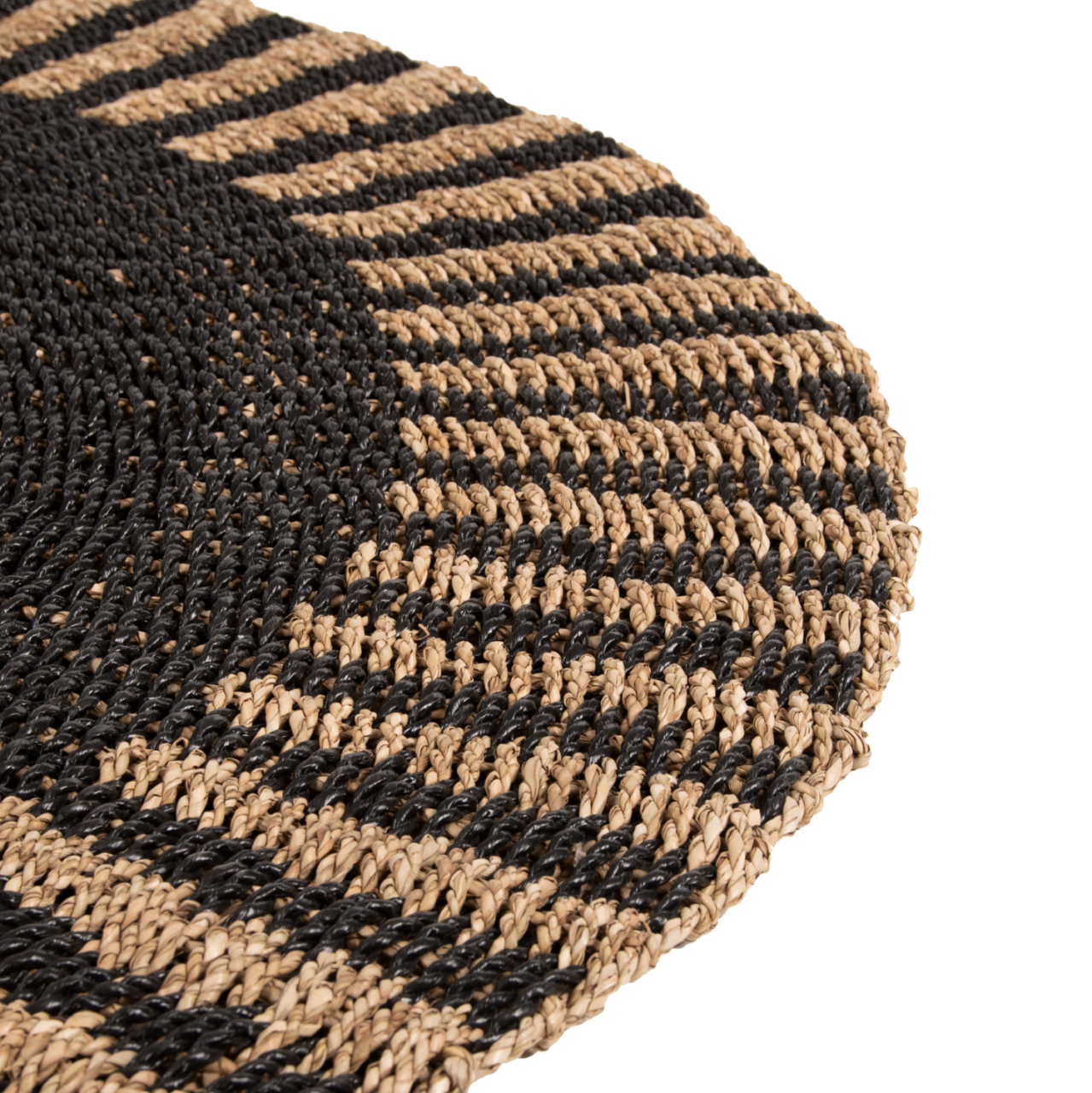 ROUND CARPET KIRKI HM7841 NATURAL SEAGRASS FIBERS IN BLACK-NATURAL COLOR Φ120cm. [4]