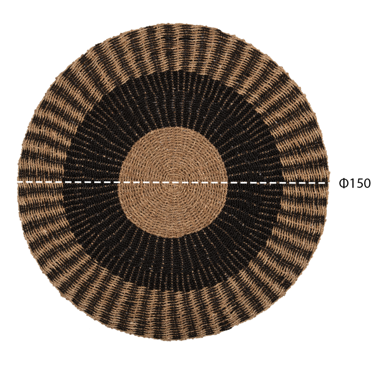 ROUND CARPET KIRKI HM7843 NATURAL SEAGRASS FIBERS IN BLACK-NATURAL COLOR Φ150cm. [2]