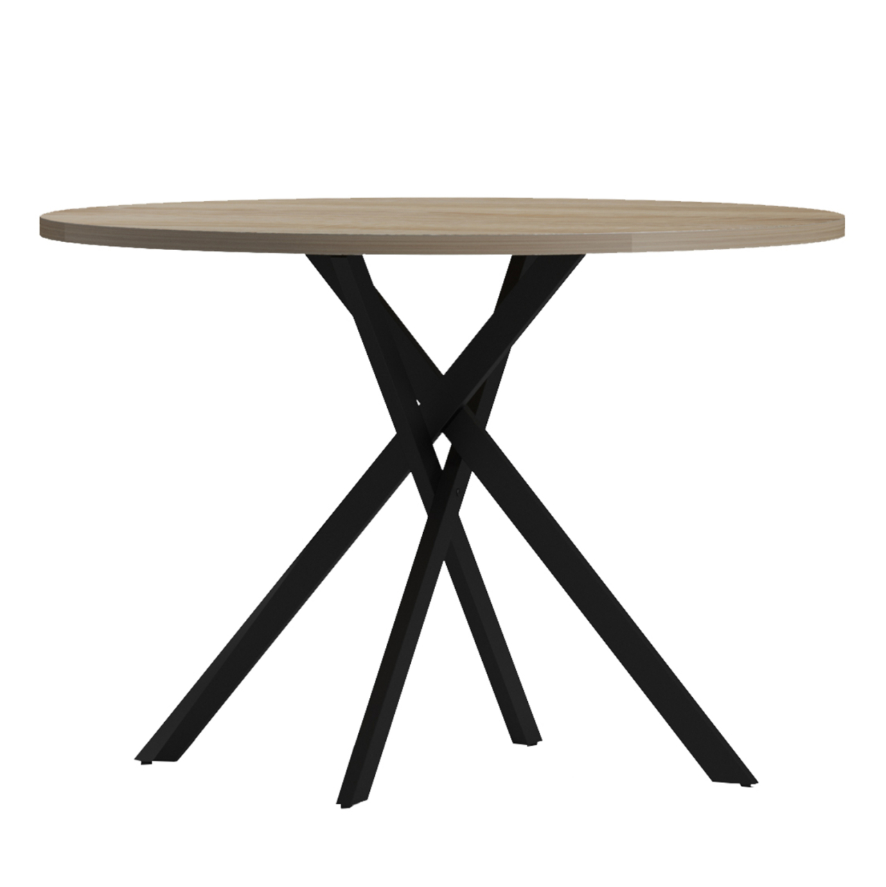 ROUND DINING TABLE ARIZA HM18385.01 MELAMINE IN SONAMA--BLACK METAL LEGS Φ120x75Hcm. [3]