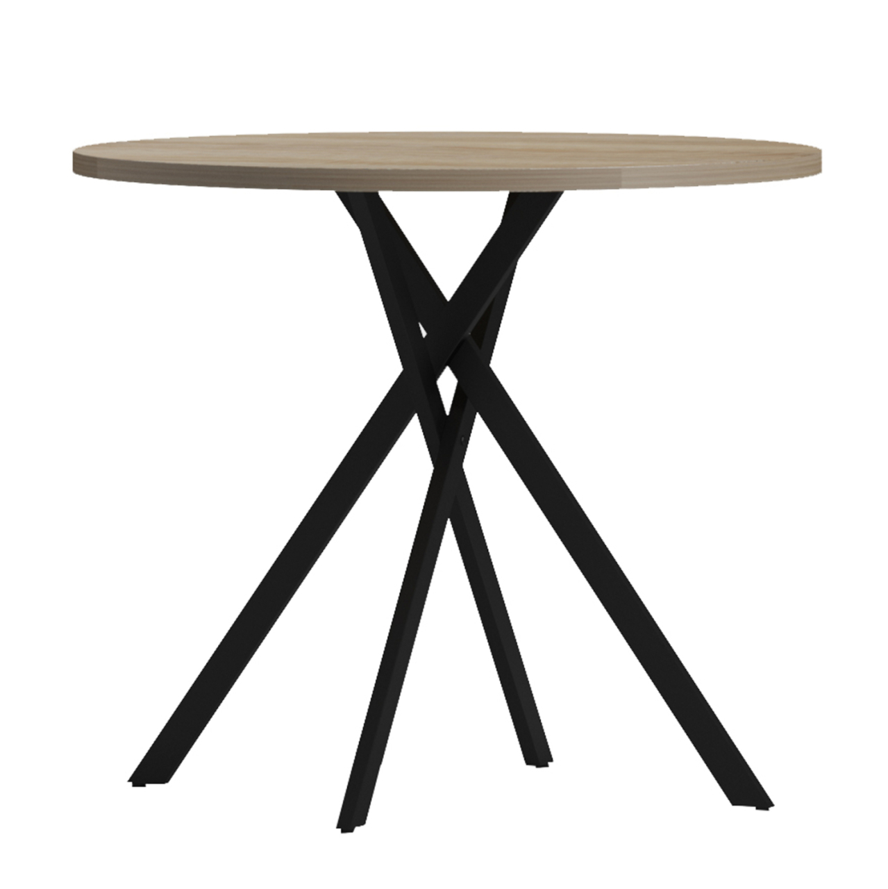 ROUND DINING TABLE ARIZA HM18386.01 MELAMINE IN SONAMA--BLACK METAL LEGS Φ90x75Hcm. [3]