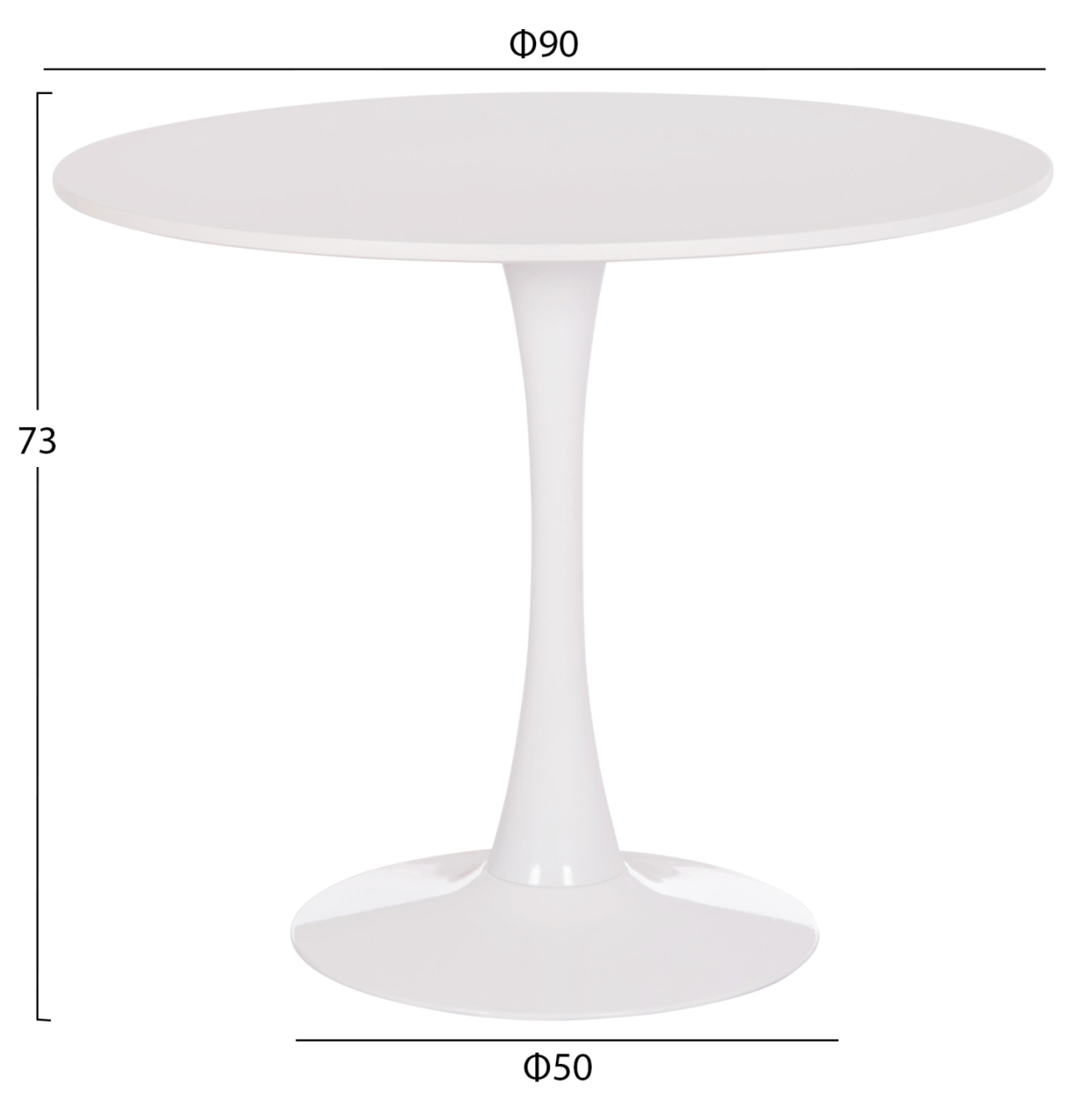 ROUND DINING TABLE BROLIN HM18141.01 MDF TOP-METAL BASE--WHITE Φ90x73Hcm. [2]