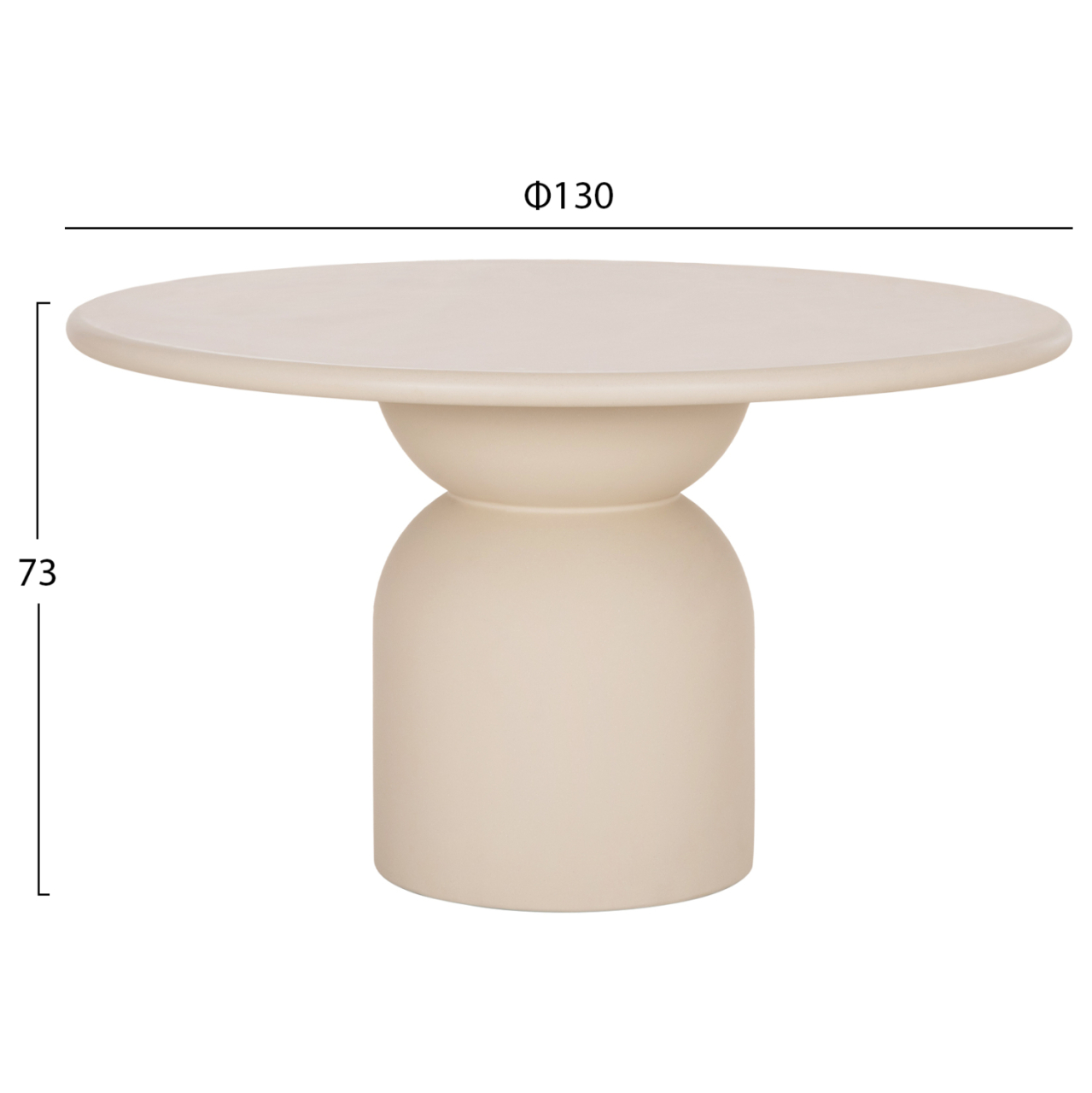 ROUND DINING TABLE KAZVIN HM6582.02 BEIGE FIBER CEMENT Φ130x75Hcm. [2]