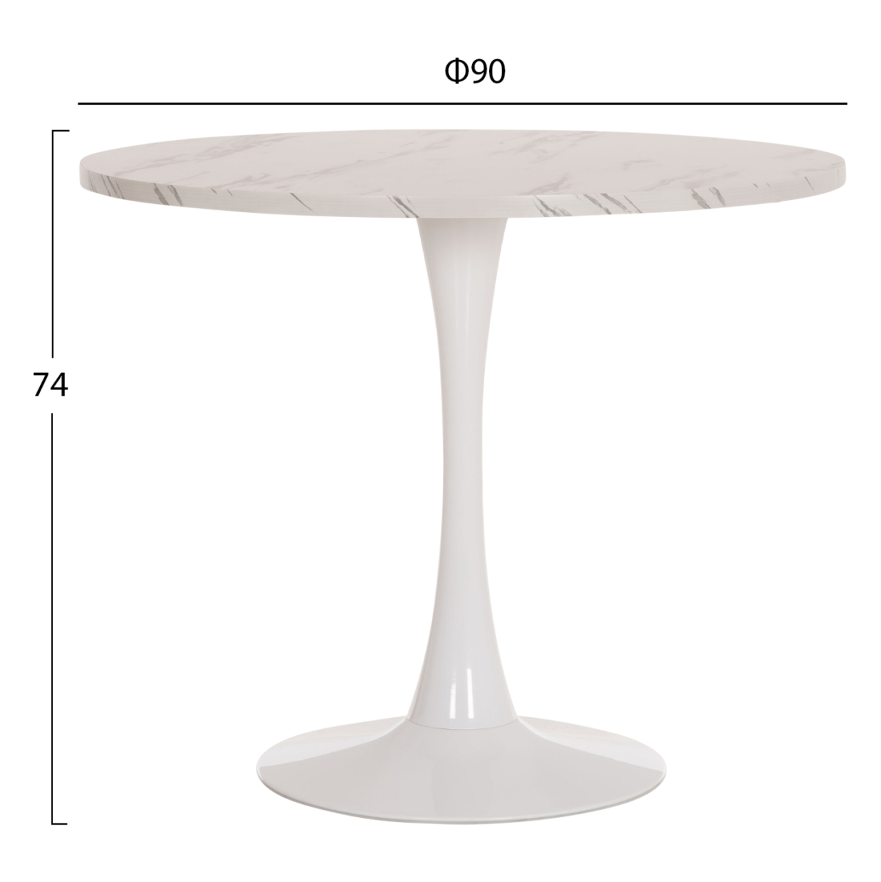 ROUND DINING TABLE ROLLO HM9421.11 MELAMINE IN WHITE MARBLE METAL LEG Φ90x74Hcm. [2]