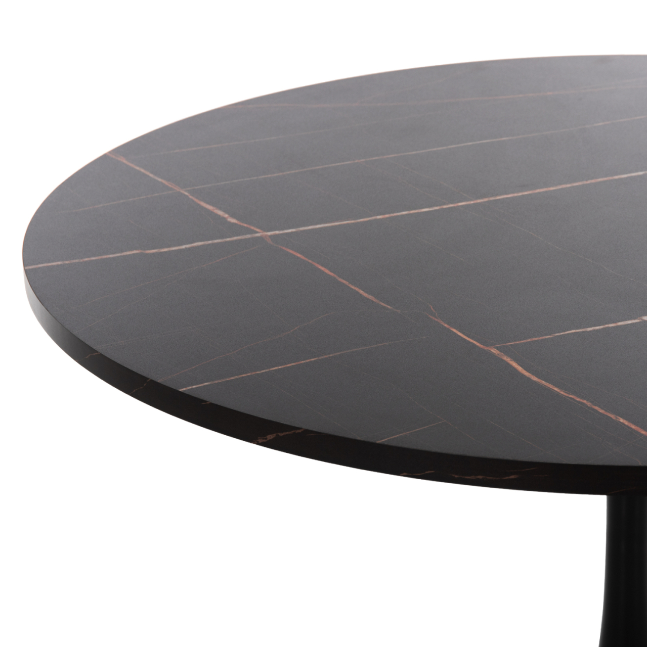 ROUND DINING TABLE ROLLO HM9421.12 MELAMINE IN BLACK MARBLE METAL LEG Φ90x74Hcm. [4]