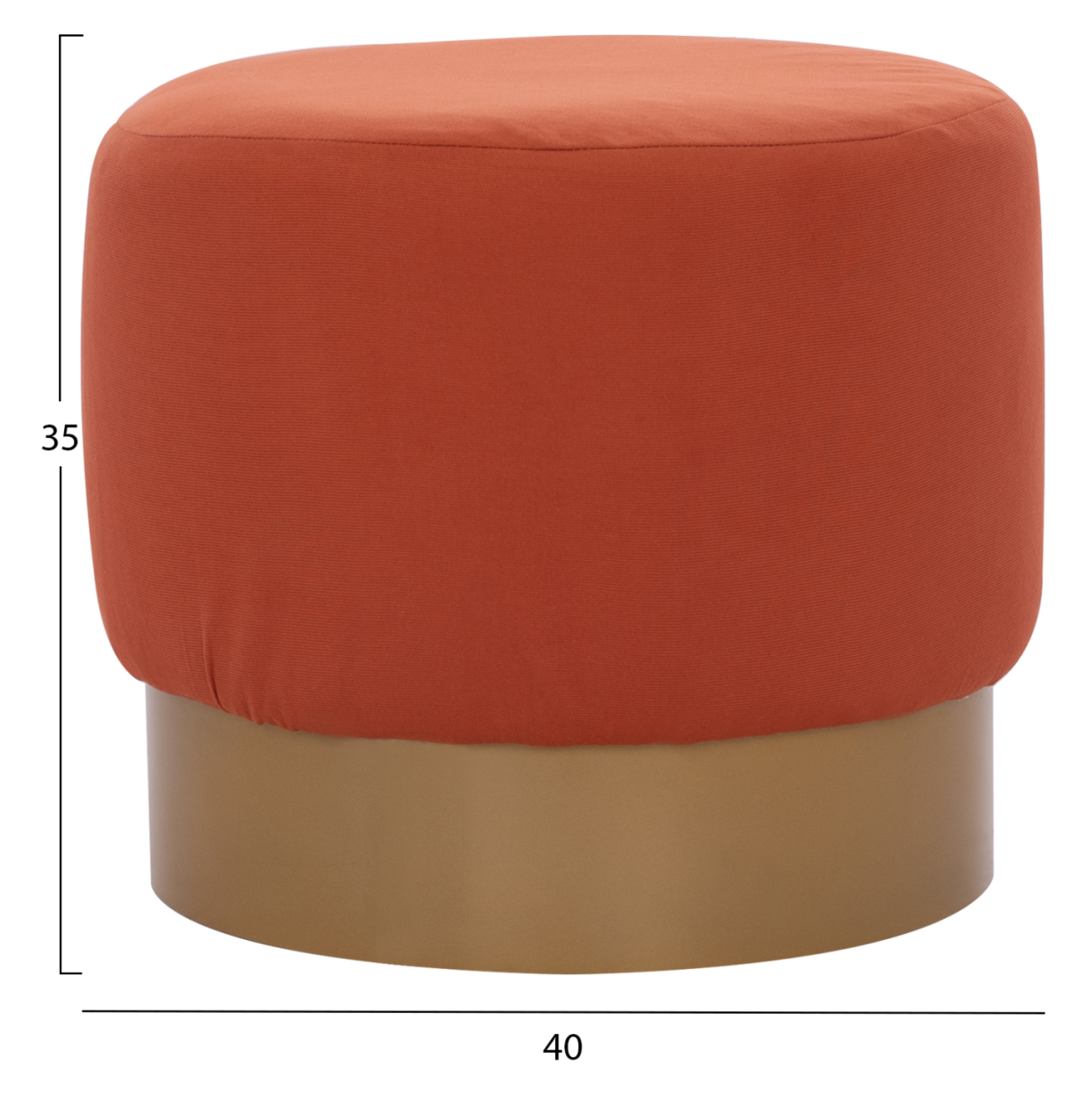 ROUND POUF/STOOL HM9260.02 CORAL FABRIC, GOLD ROUND BASEBASE [2]