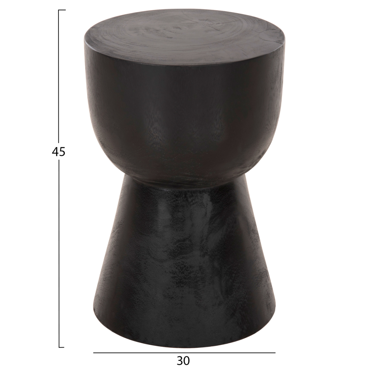 ROUND STOOL MAMBA HM9901.02 SOLID SUAR WOOD IN BLACK COLOR Φ30x45H cm. [2]