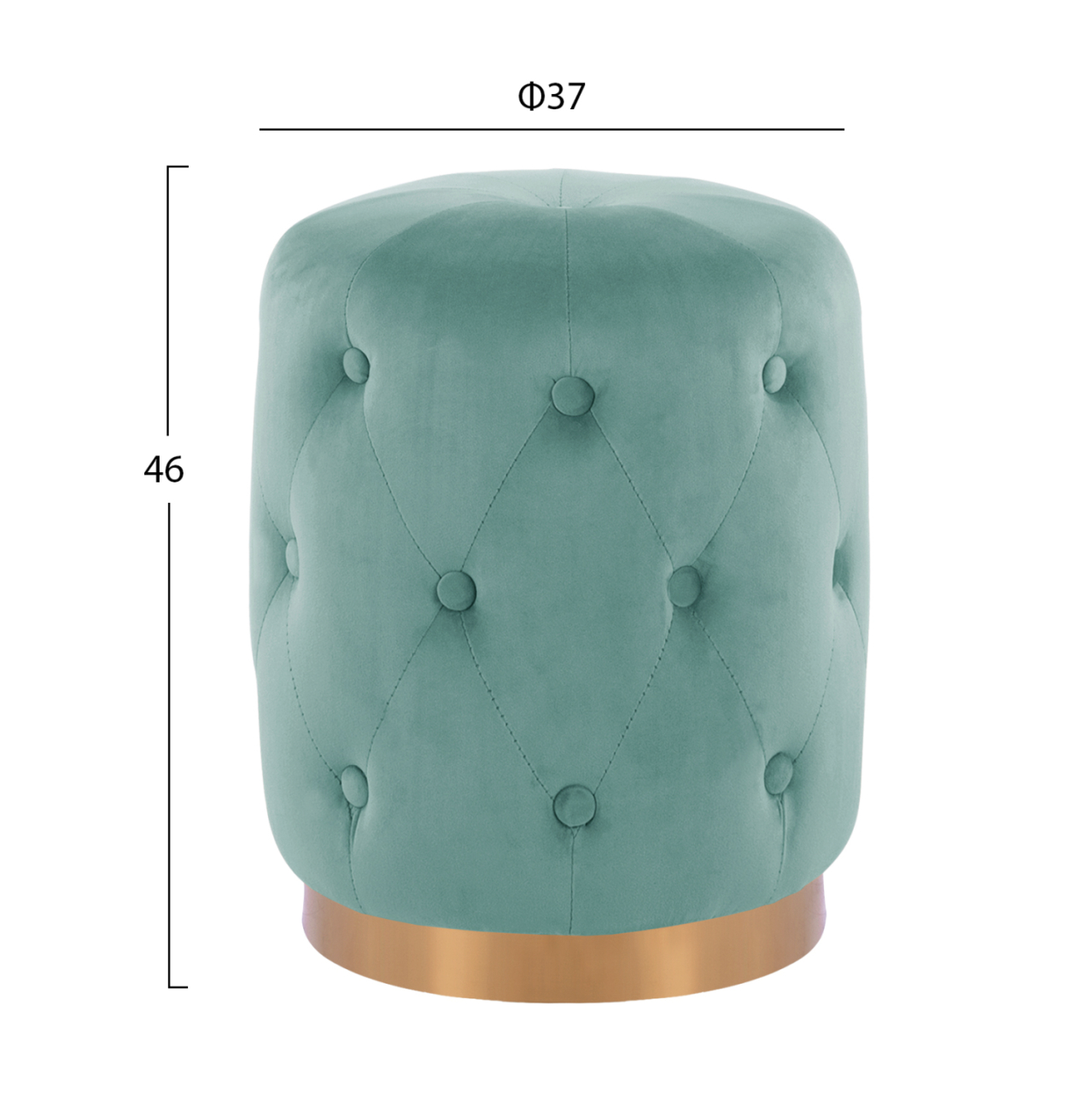 ROUND STOOL TORRIE HM8405.07 PISTACHIO GREEN VELVET-GOLD BASE Φ37x46Ηcm. [2]