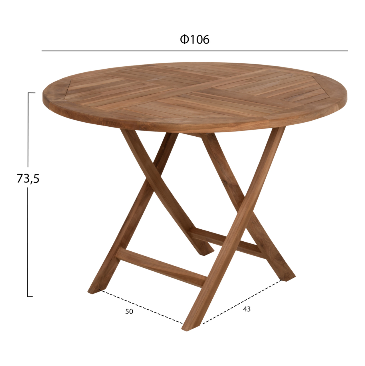 ROUND TABLE FOLDING KENDALL HM9543 TEAK WOOD IN NATURAL COLOR Φ106x73,5Hcm. [2]