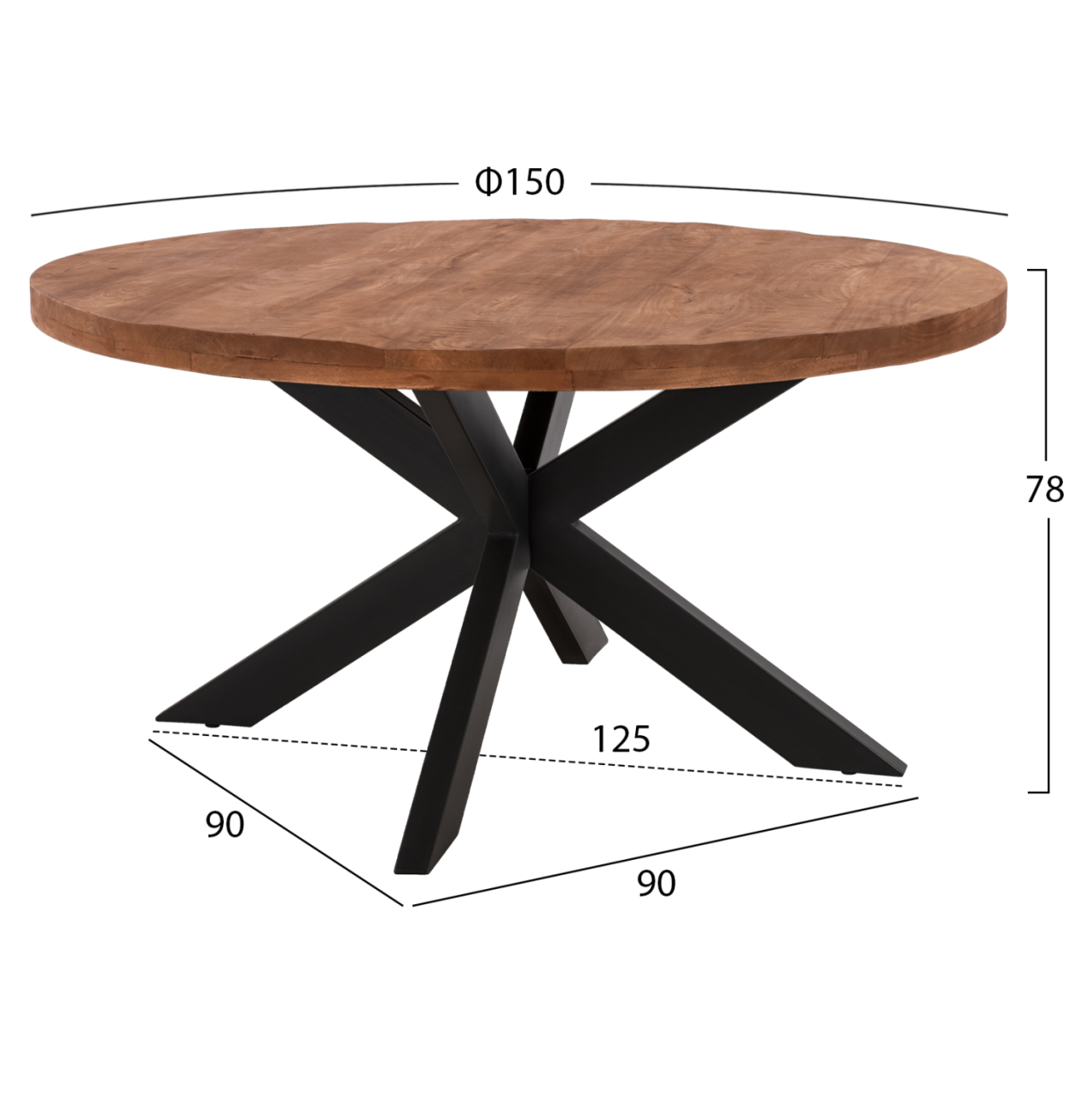 Round Table LEVINHO 6cm thick solid mango wood Φ150x78Η HM8485.11 [2]