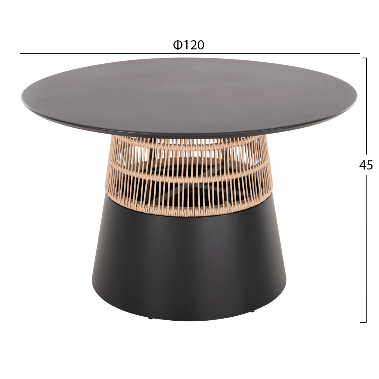 ROUND TABLE SAEID HM6106.01 ALUMINUM IN ANTHRACITE-SYNTHETIC ROPE IN BEIGE Φ120x75Hcm. [2]
