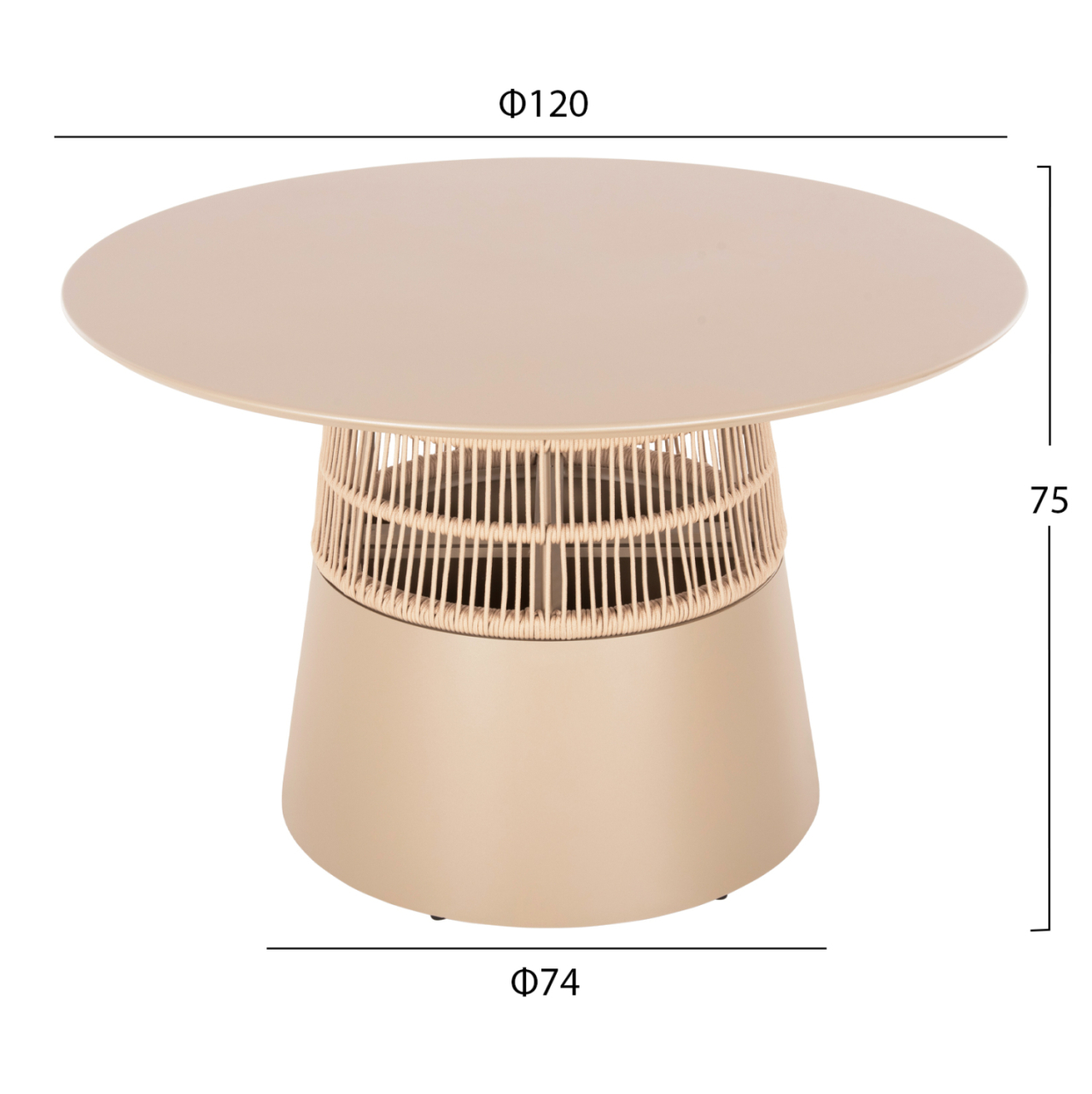 ROUND TABLE SAEID HM6106.04 ALUMINUM IN CHAMPAGNE COLOR-SYNTHETIC ROPE IN BEIGE Φ120x75Hcm. [2]
