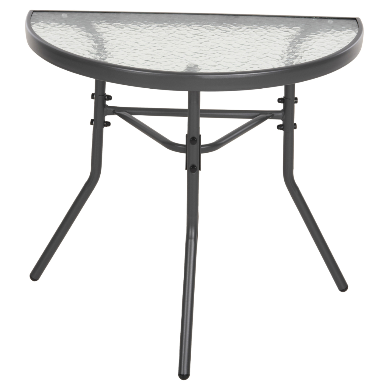 SEMICIRCULAR TABLE LIMA HM5967.01 METAL IN GREY WITH GLASS TOP 70x40x64,5Hcm. [4]