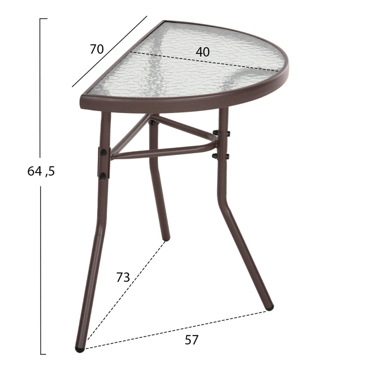 SEMICIRCULAR TABLE LIMA HM5967.02 METAL IN BROWN WITH GLASS TOP 70x40x64,5Hcm. [4]