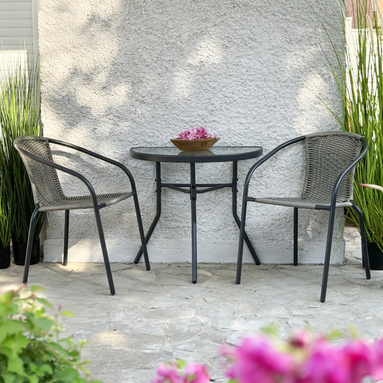 SEMICIRCULAR TABLE LIMA HM5967.02 METAL IN BROWN WITH GLASS TOP 70x40x64,5Hcm. [2]