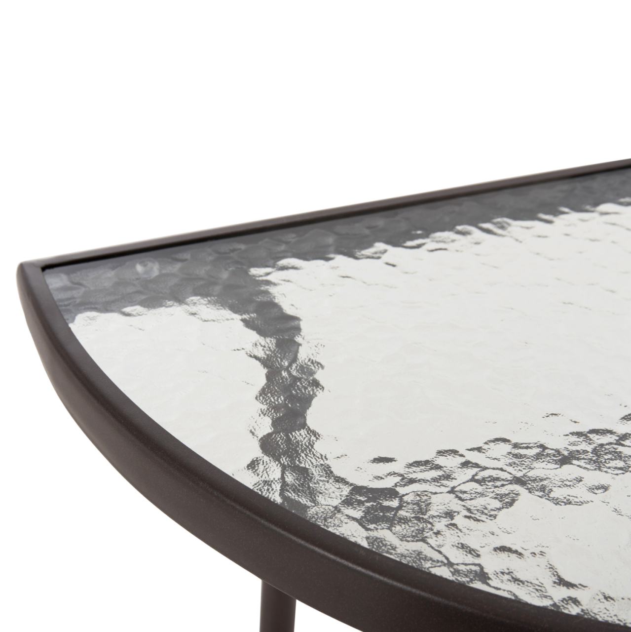SEMICIRCULAR TABLE LIMA HM5967.02 METAL IN BROWN WITH GLASS TOP 70x40x64,5Hcm. [6]