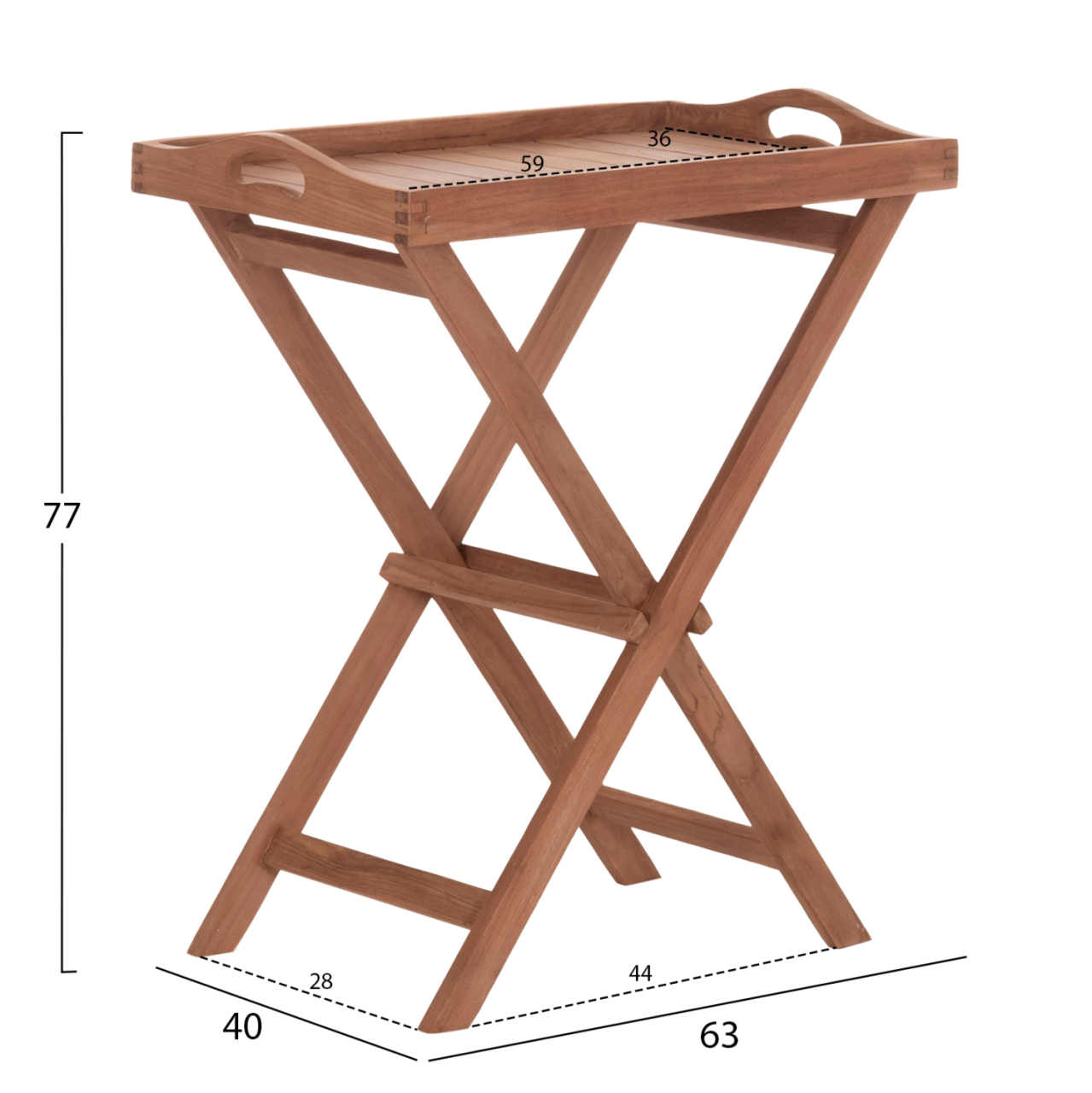 SERVING TRAY ON FOLDABLE STAND BARNABY HM4580 TEAK WOOD IN NATURAL COLOR 63x40x77Hcm [2]