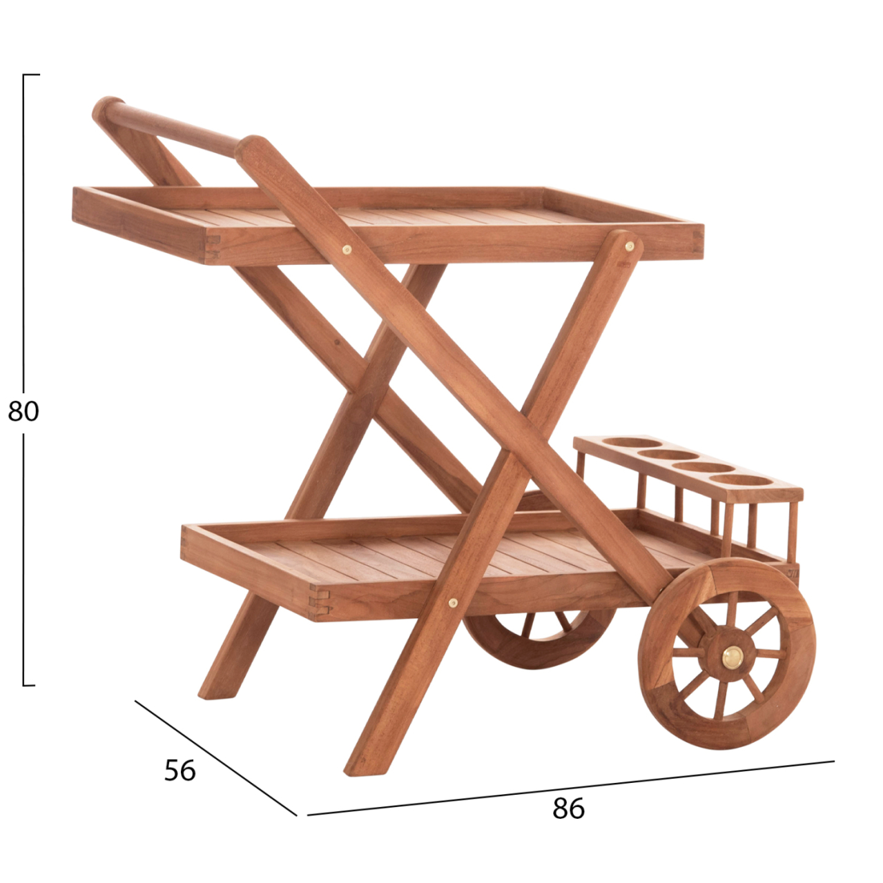 SERVING TROLLEY ALFRED HM4579 TEAK WOOD IN NATURAL COLOR 86x56x80Hcm. [2]