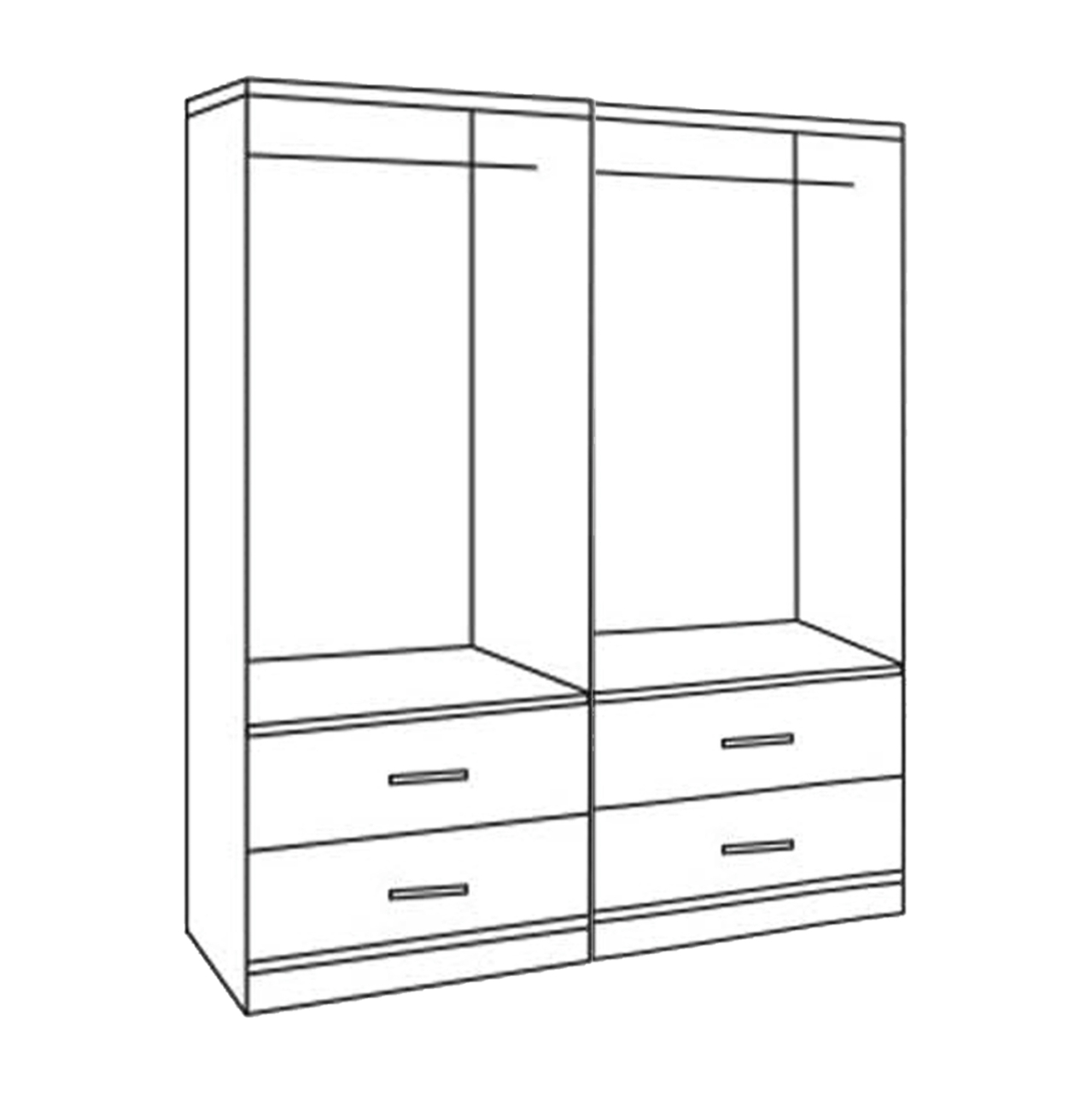 Set 2 pieces Wardrobe 4 leaf with 2 drawers Zebrano 160x42x181 HM11349.01 [2]