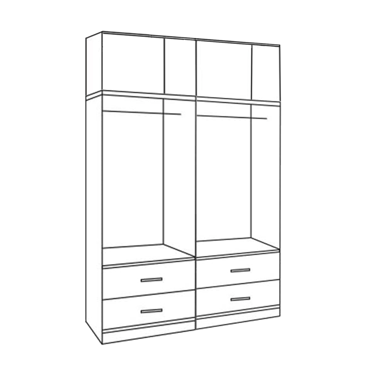 Set 2 pieces Wardrobe 4 leaf with loft Zebrano 160x42x241 HM11352.01 [3]