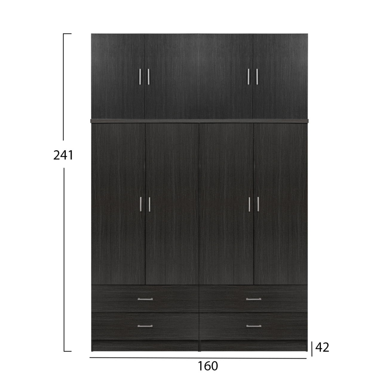 Set 2 pieces Wardrobe 4 leaf with loft Zebrano 160x42x241 HM11352.01 [2]