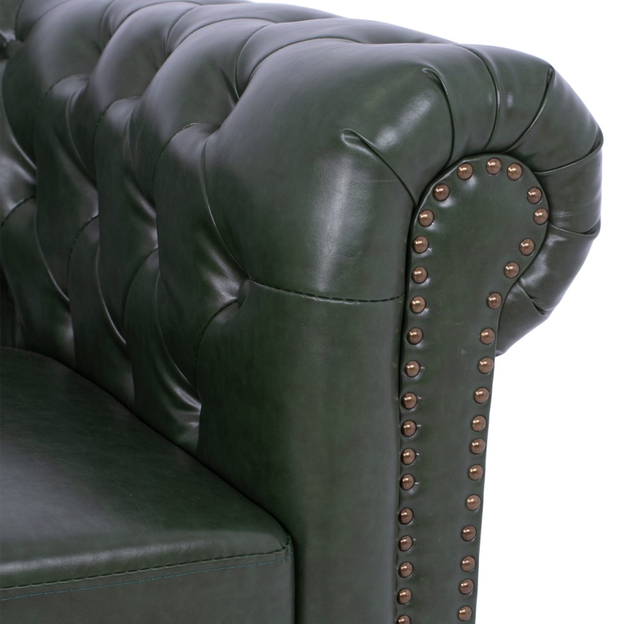 SET 2-SEATER and 3-SEATER SOFAS MOBAR HM10911.08 PU LEATHER T.CHESTERFIELD--CYPRESS GREEN [5]