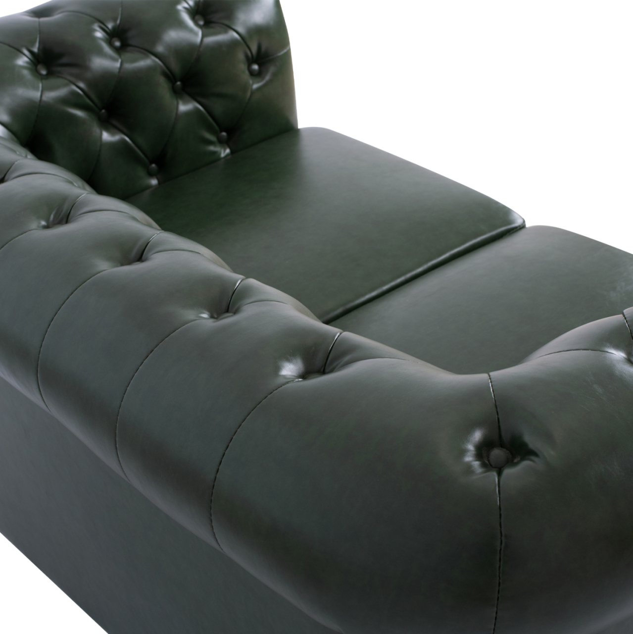 SET 2-SEATER and 3-SEATER SOFAS MOBAR HM10911.08 PU LEATHER T.CHESTERFIELD--CYPRESS GREEN [6]