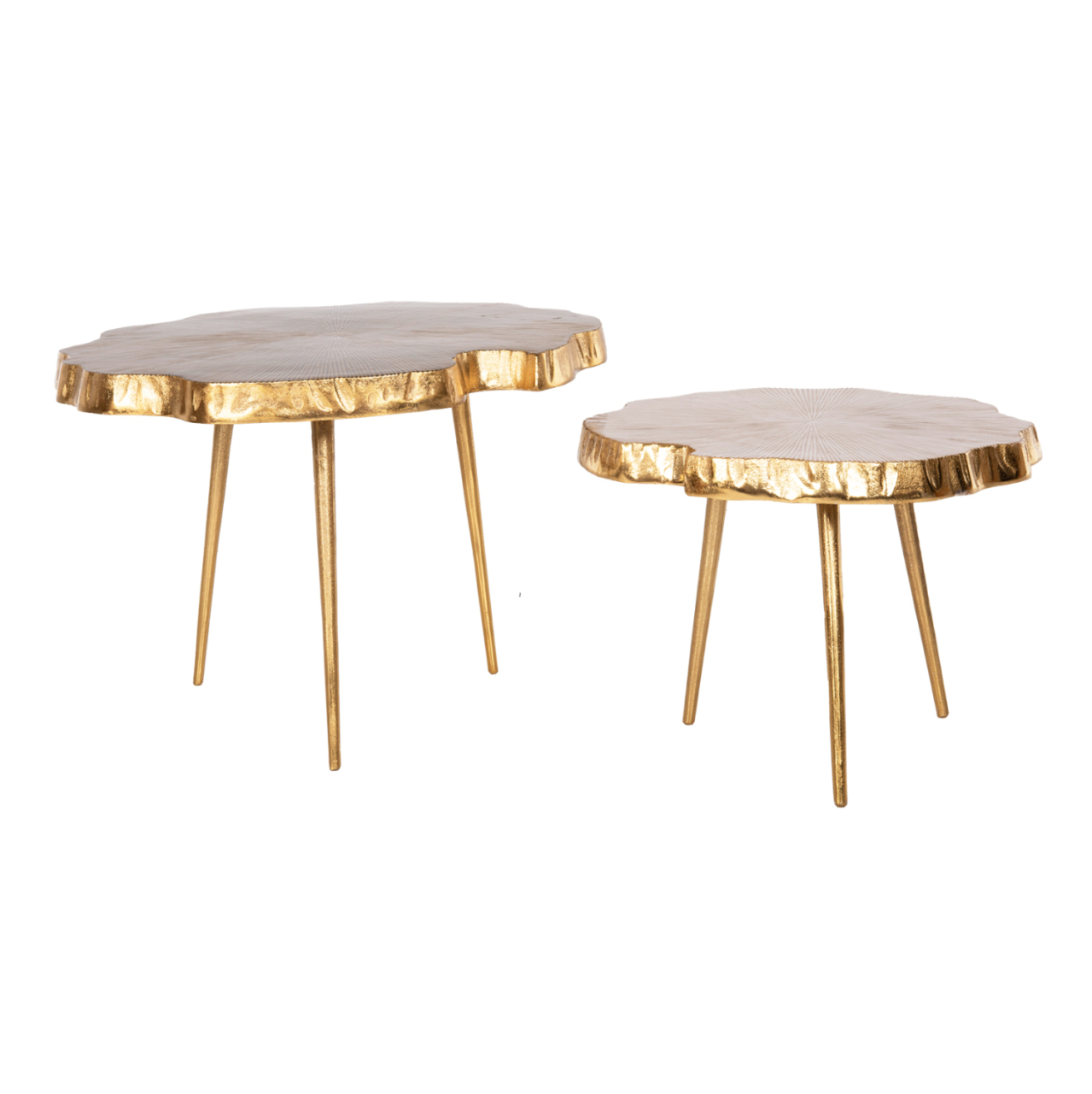 SET 2PCS COFFEE TABLES ANGUL HM10708 METAL IN GOLD-BLACK-WHITE [4]