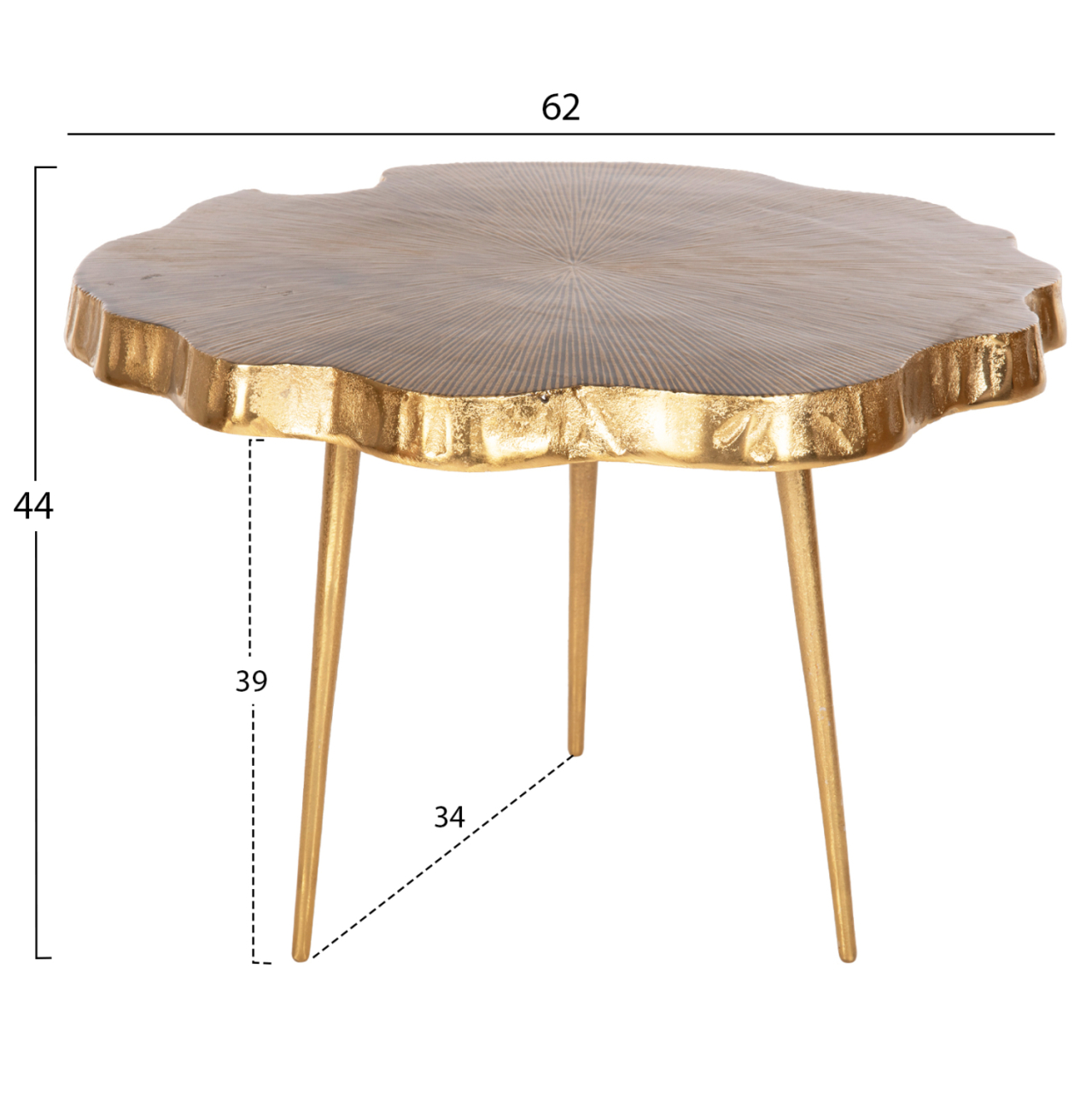 SET 2PCS COFFEE TABLES ANGUL HM10708 METAL IN GOLD-BLACK-WHITE [2]