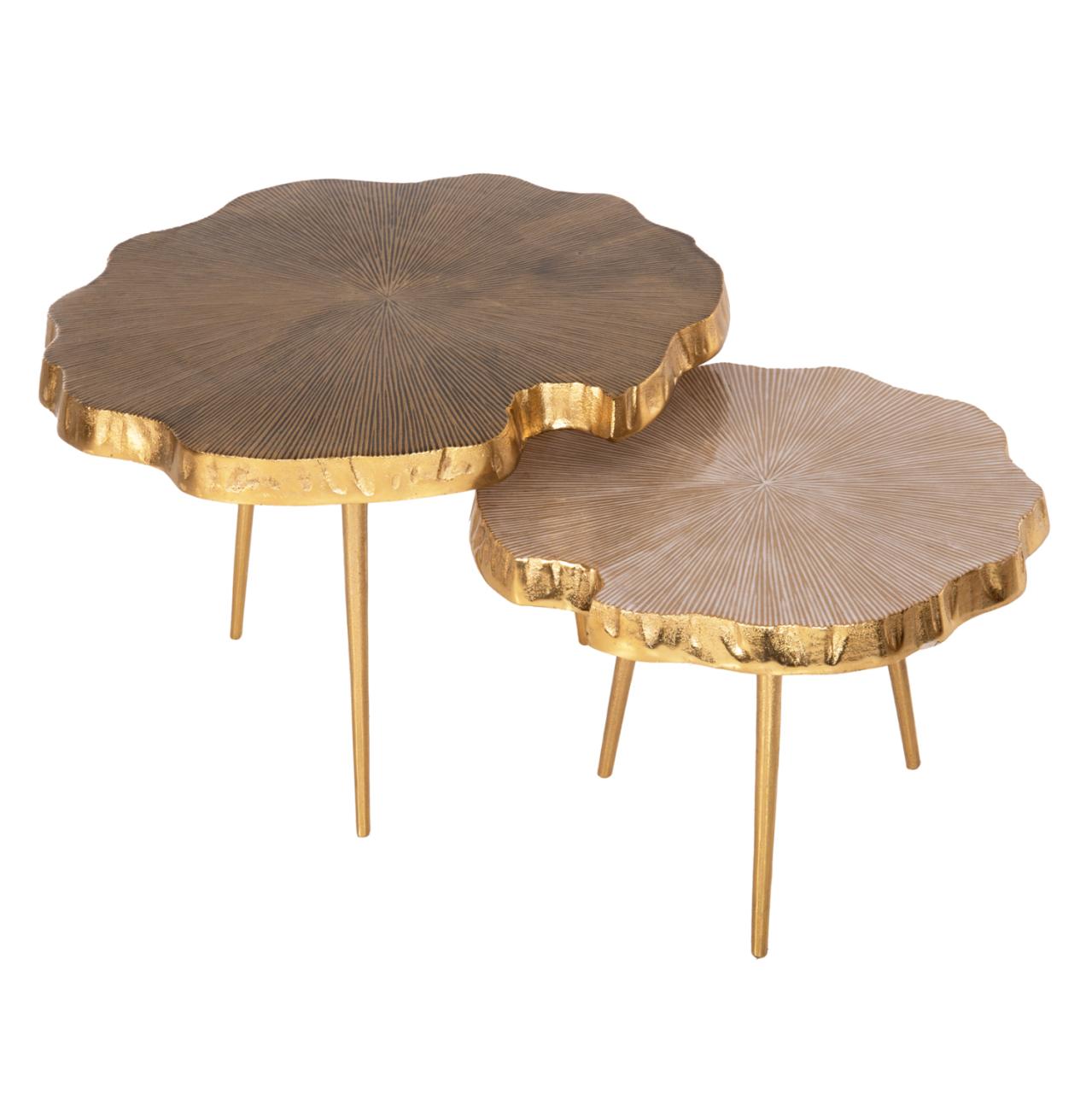 SET 2PCS COFFEE TABLES ANGUL HM10708 METAL IN GOLD-BLACK-WHITE [5]