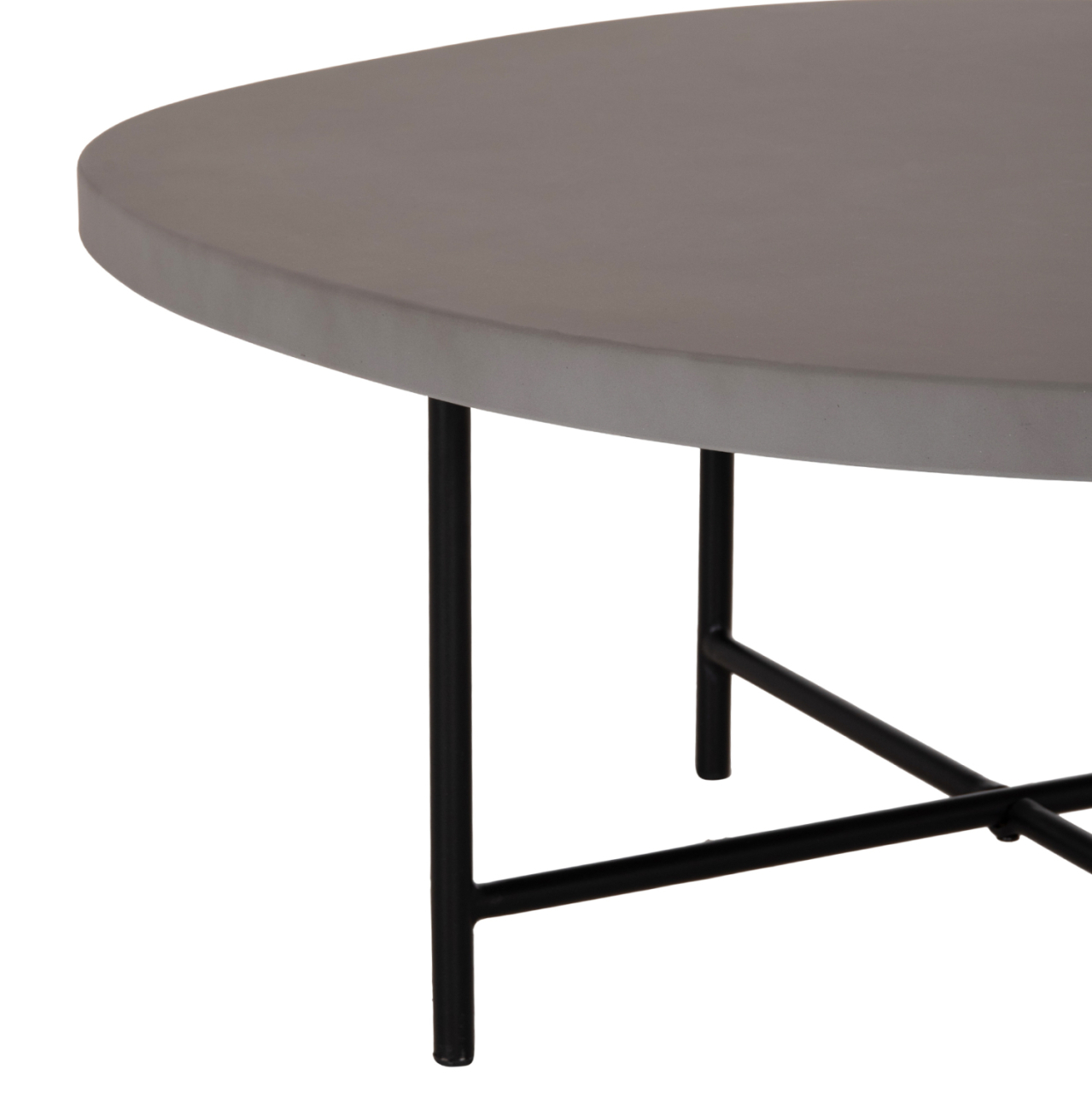 SET 2PCS COFFEE TABLES IFFANS ΗΜ10733.01 FIBER CEMENT IN GREY--BLACK METALLIC LEGS [9]