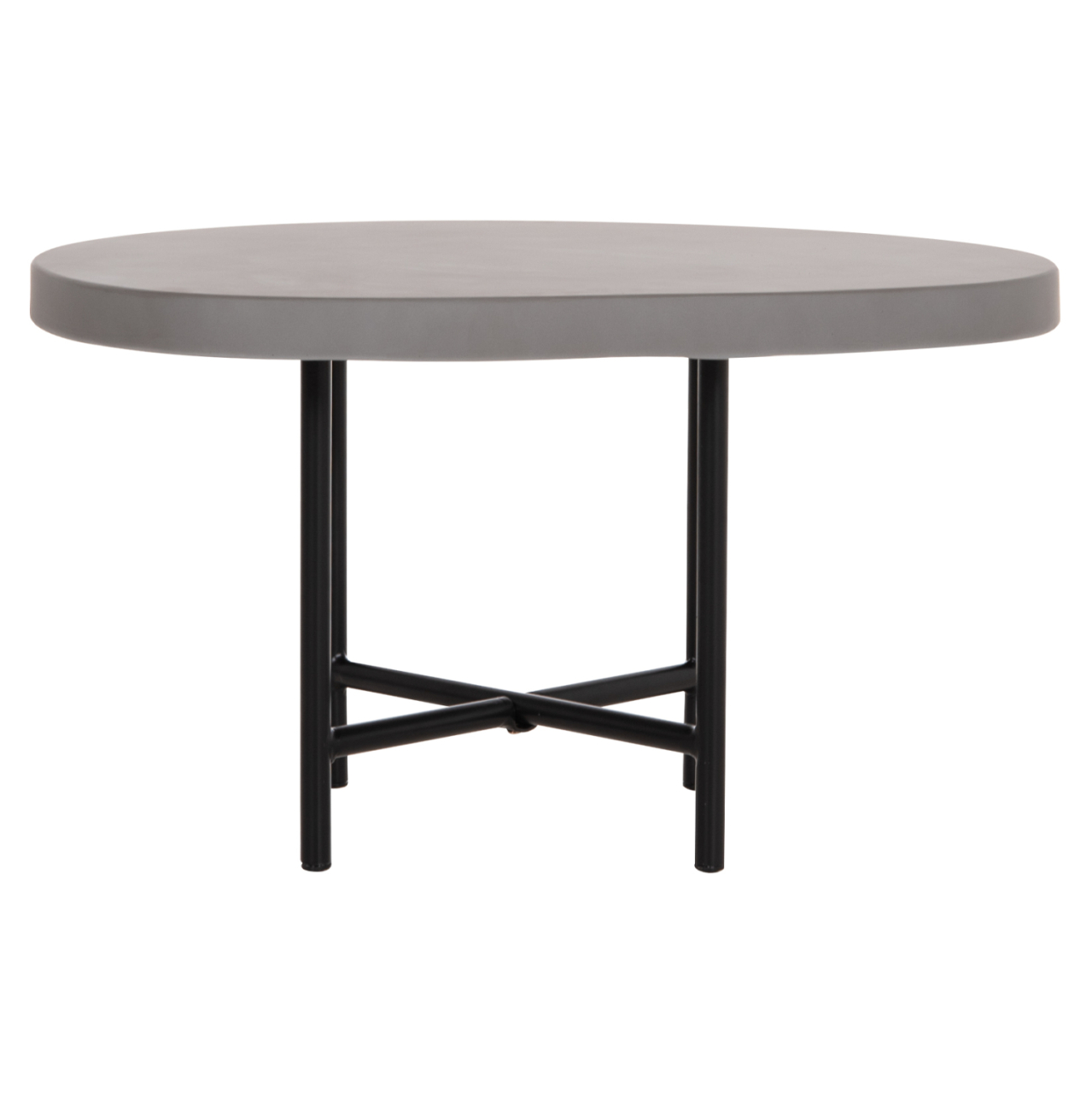 SET 2PCS COFFEE TABLES IFFANS ΗΜ10733.01 FIBER CEMENT IN GREY--BLACK METALLIC LEGS [5]