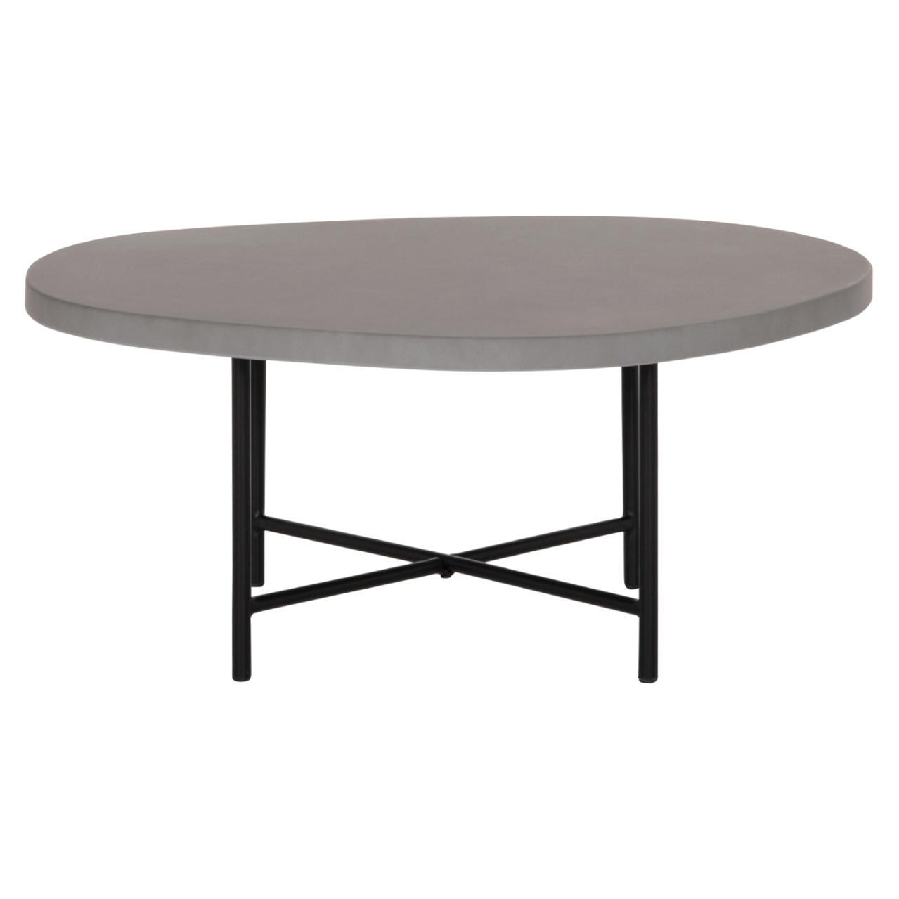 SET 2PCS COFFEE TABLES IFFANS ΗΜ10733.01 FIBER CEMENT IN GREY--BLACK METALLIC LEGS [4]