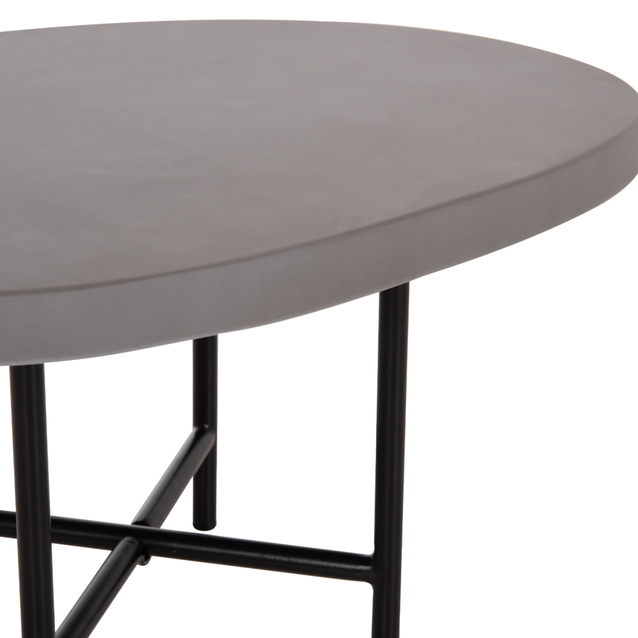 SET 2PCS COFFEE TABLES IFFANS ΗΜ10733.01 FIBER CEMENT IN GREY--BLACK METALLIC LEGS [8]