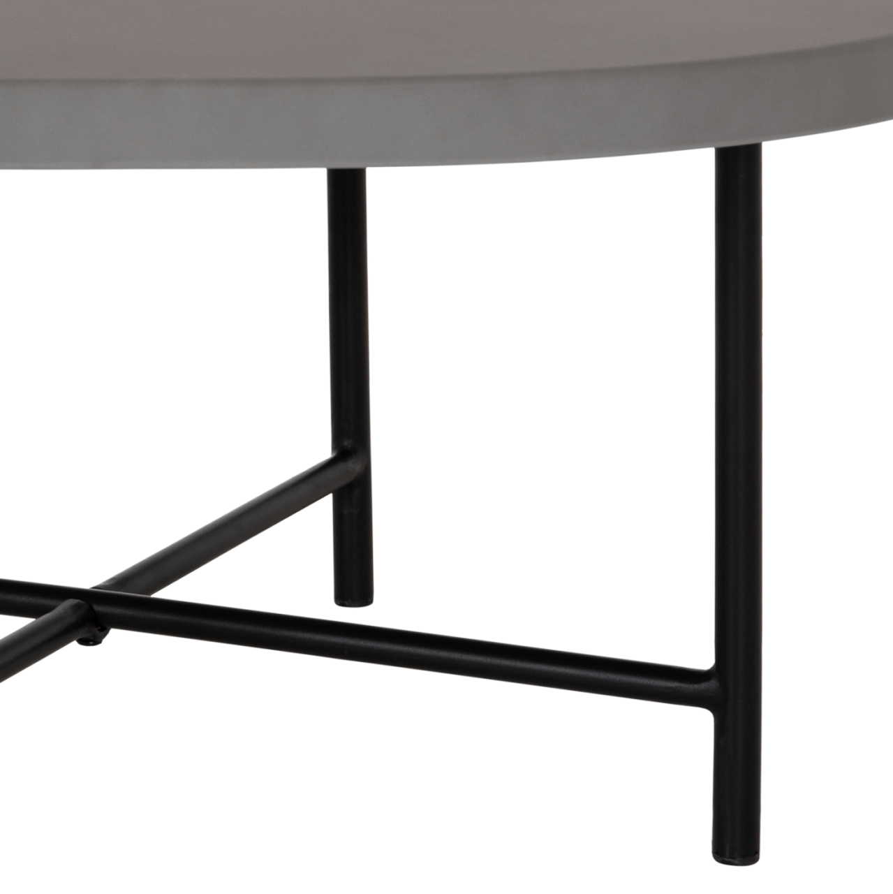 SET 2PCS COFFEE TABLES IFFANS ΗΜ10733.01 FIBER CEMENT IN GREY--BLACK METALLIC LEGS [10]
