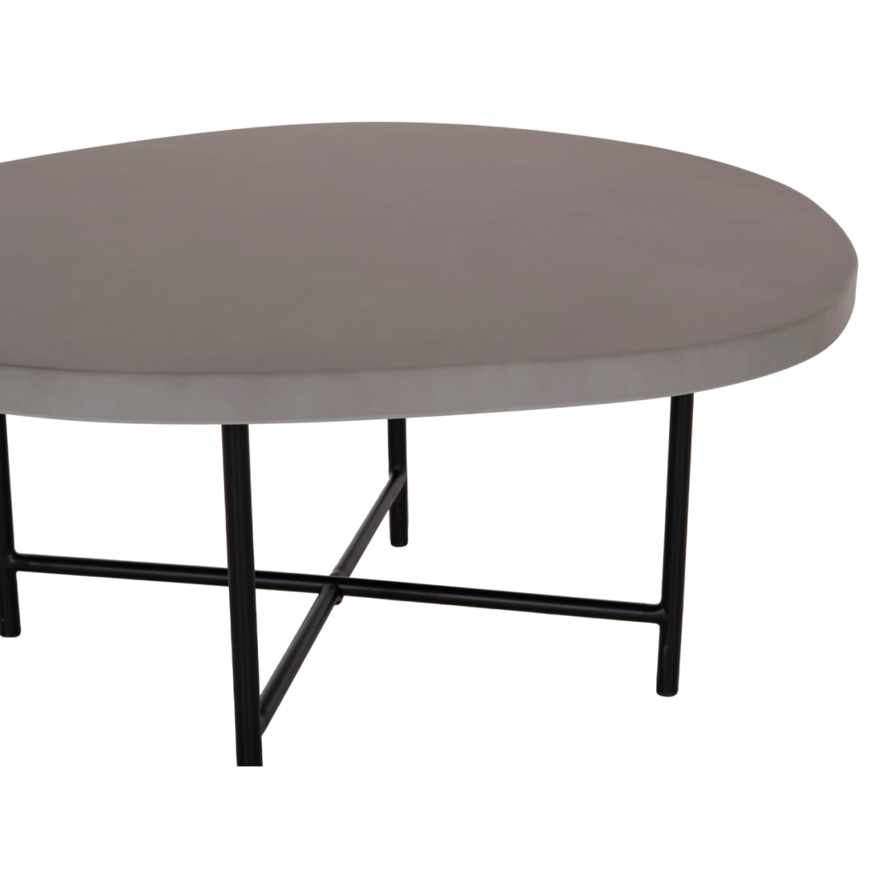 SET 2PCS COFFEE TABLES IFFANS ΗΜ10733.01 FIBER CEMENT IN GREY--BLACK METALLIC LEGS [7]