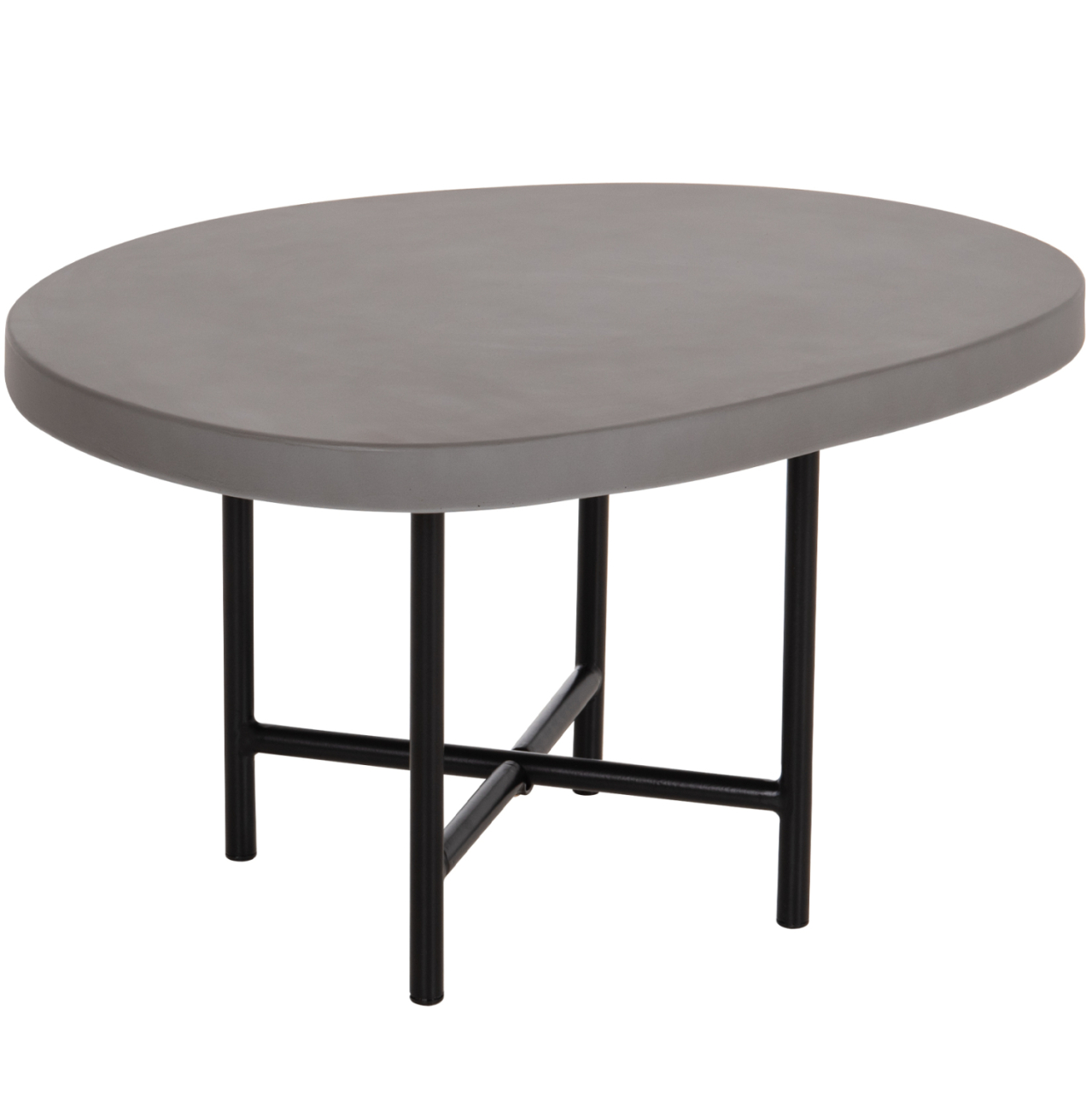 SET 2PCS COFFEE TABLES IFFANS ΗΜ10733.01 FIBER CEMENT IN GREY--BLACK METALLIC LEGS [6]