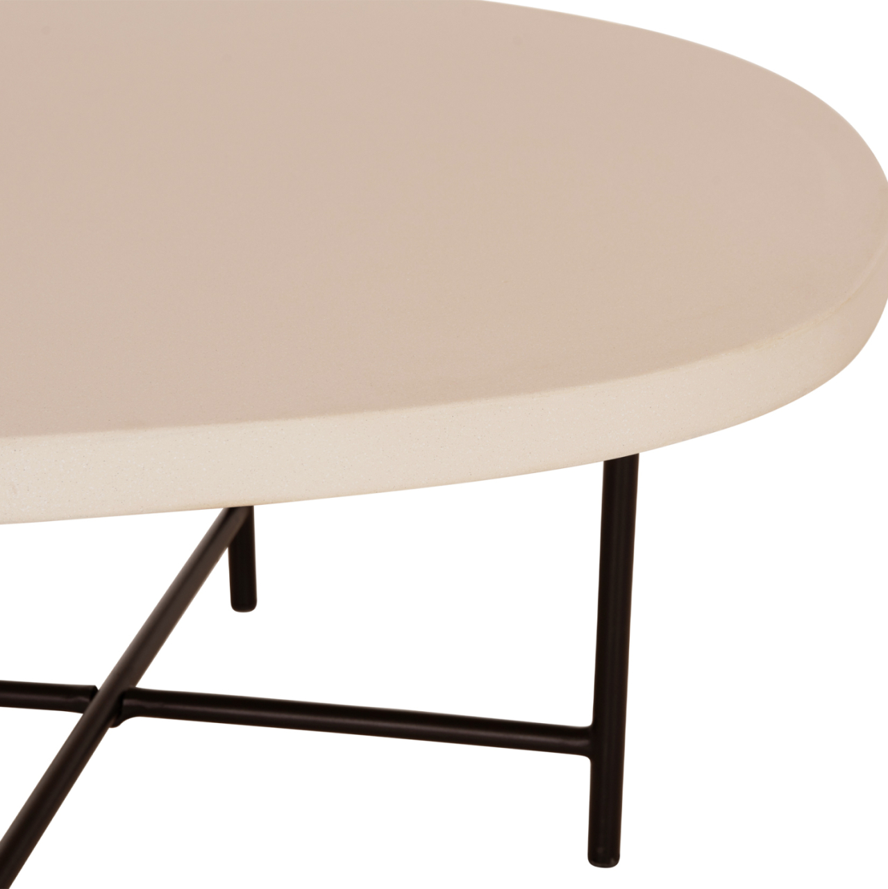 SET 2PCS COFFEE TABLES IFFANS HM10733.02 FIBER CEMENT IN BEIGE--BLACK METALLIC LEGS [6]