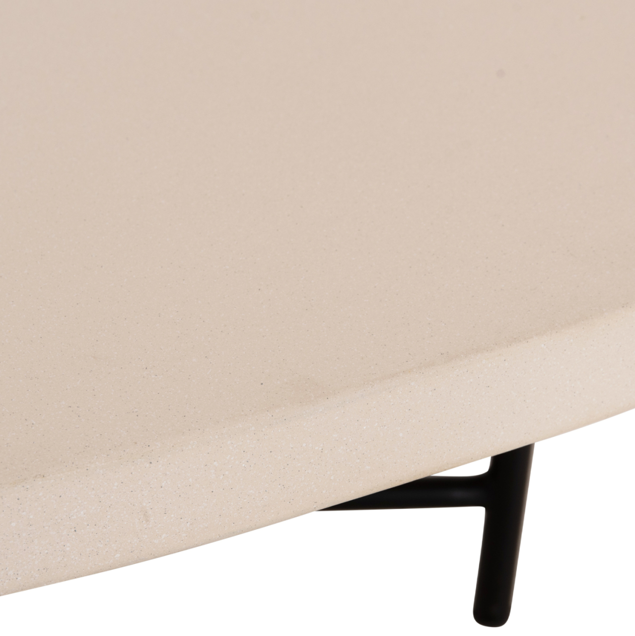 SET 2PCS COFFEE TABLES IFFANS HM10733.02 FIBER CEMENT IN BEIGE--BLACK METALLIC LEGS [9]
